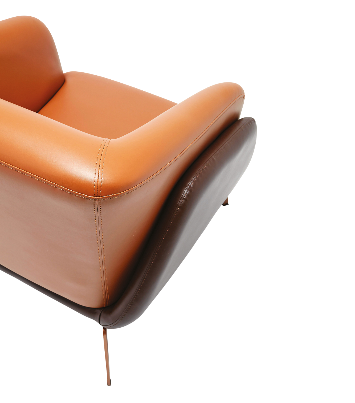 Tilda Rose Metal Ayak Berjer Deri Kahverengi Devetüyü