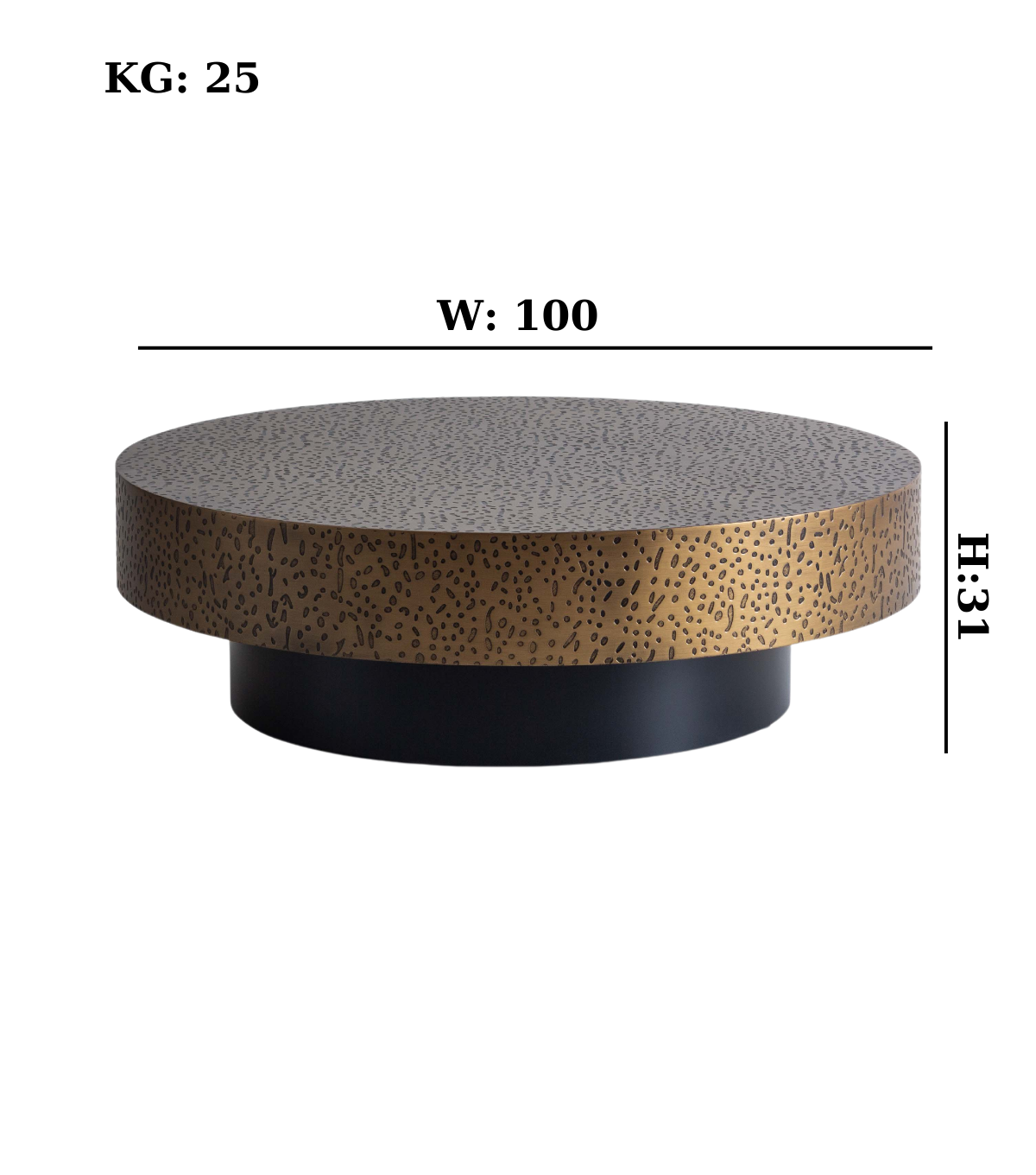 Uranus Yuvarlak Ahşap Orta Sehpa Brass Point