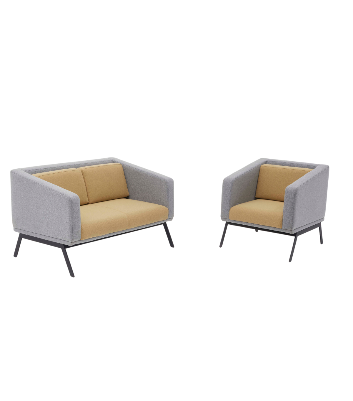 Vixon Metal Ayak Sarı Gri Berjer