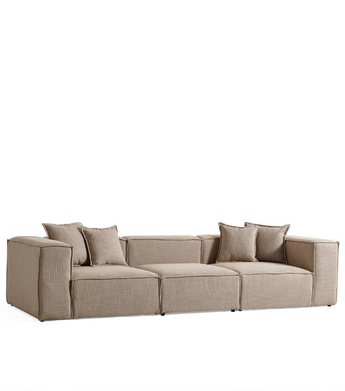 Volye Comfort Köşe Koltuk Dokuma Keten Koyu Bej 1003