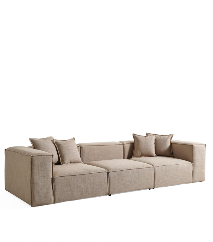 Volye Comfort Köşe Koltuk Dokuma Keten Koyu Bej 1003
