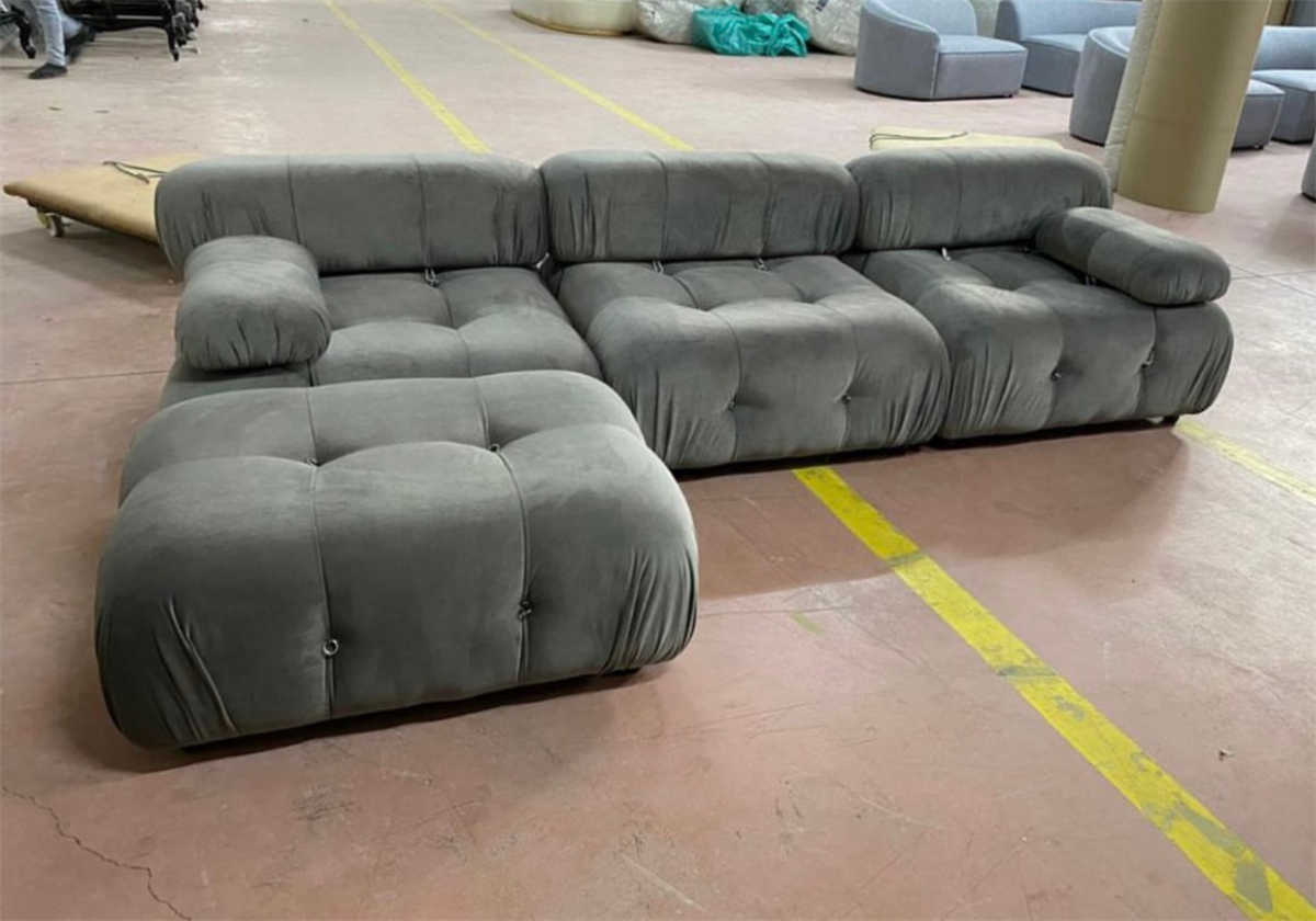 Voyage Kapitone Kanepe Köşe Kadife Bej