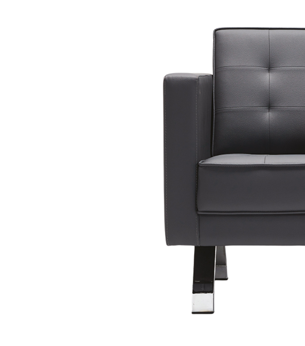 Zirum Metal Ayak Kapitone Deri Siyah Berjer