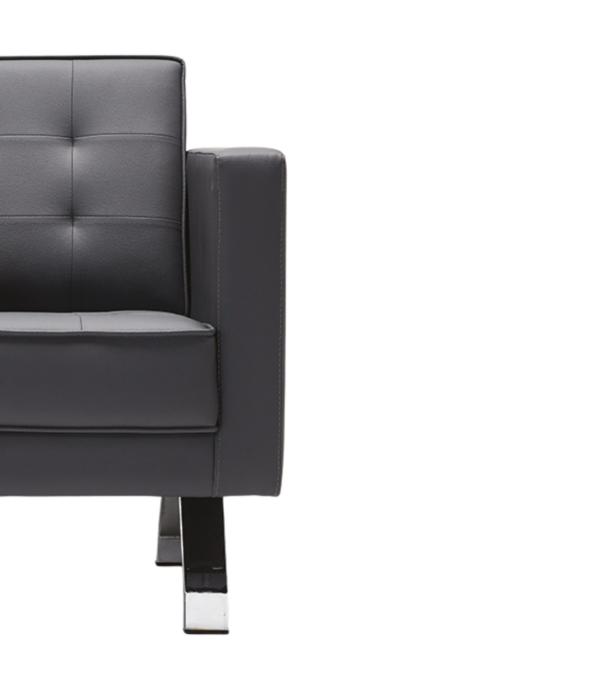 Zirum Metal Ayak Kapitone Deri Siyah Berjer