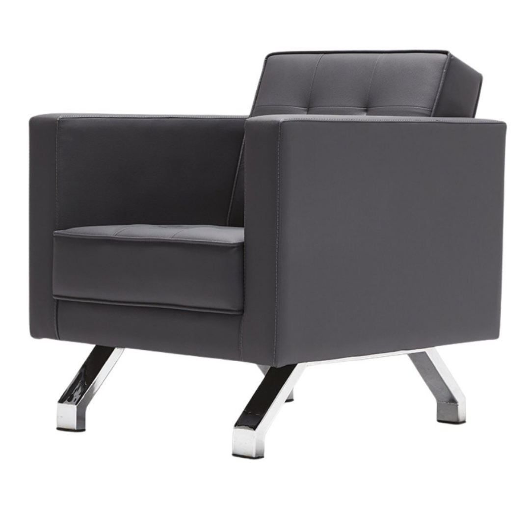 Zirum Metal Ayak Kapitone Deri Siyah Berjer