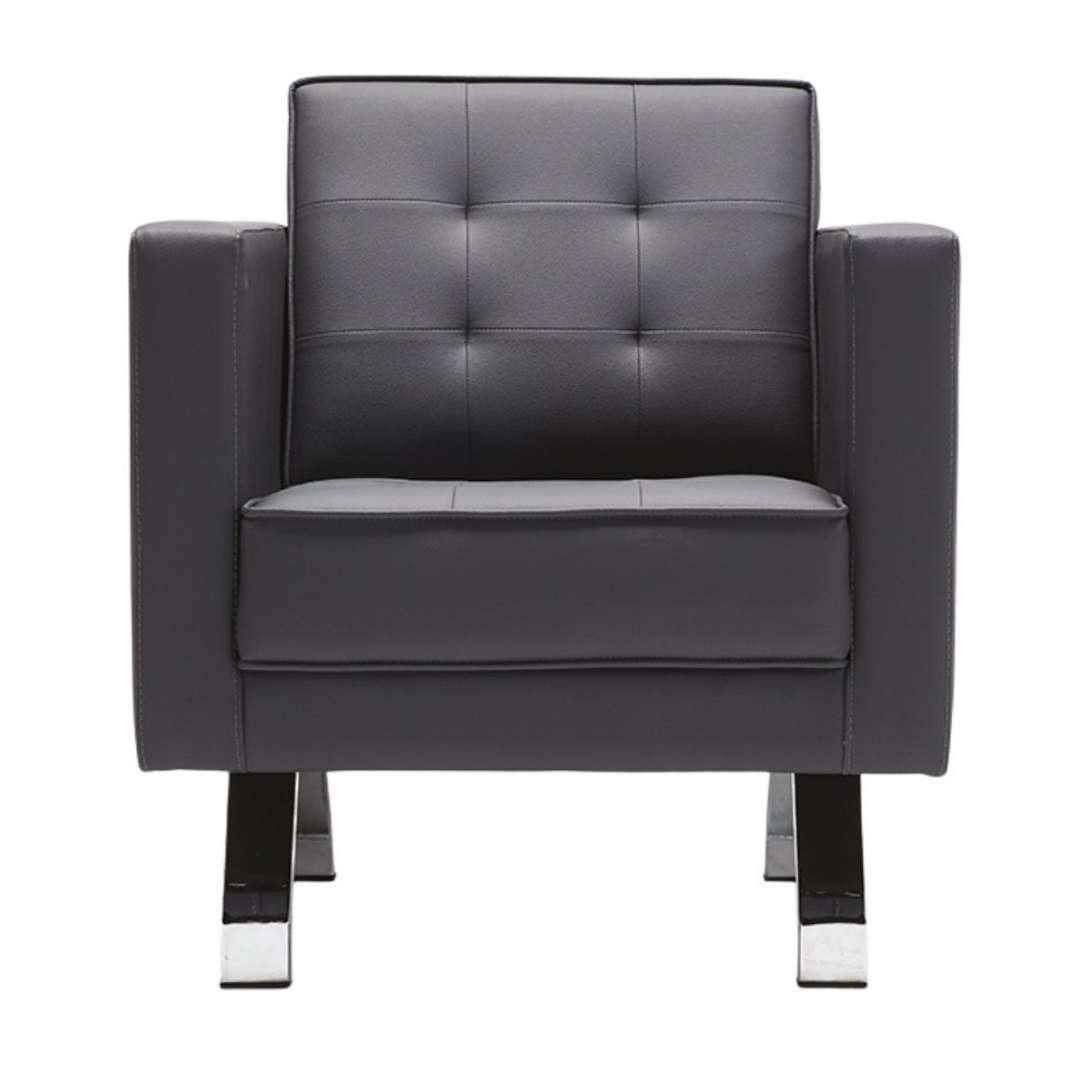 Zirum Metal Ayak Kapitone Deri Siyah Berjer