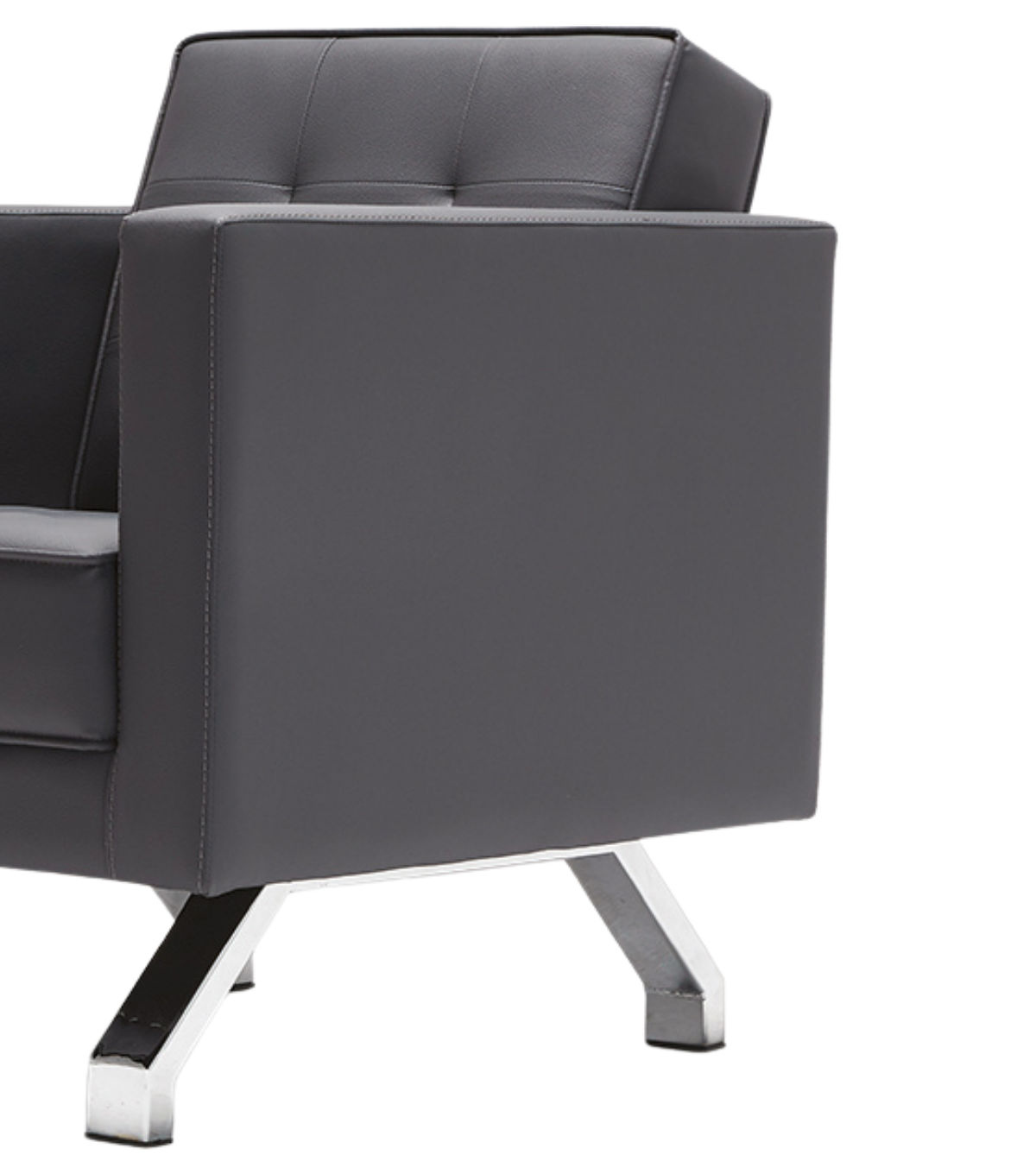 Zirum Metal Ayak Kapitone Deri Siyah Berjer