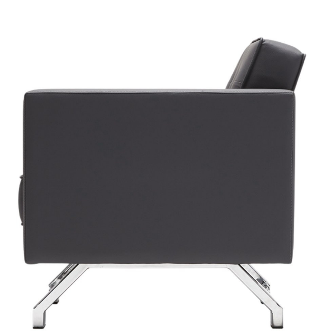 Zirum Metal Ayak Kapitone Deri Siyah Berjer