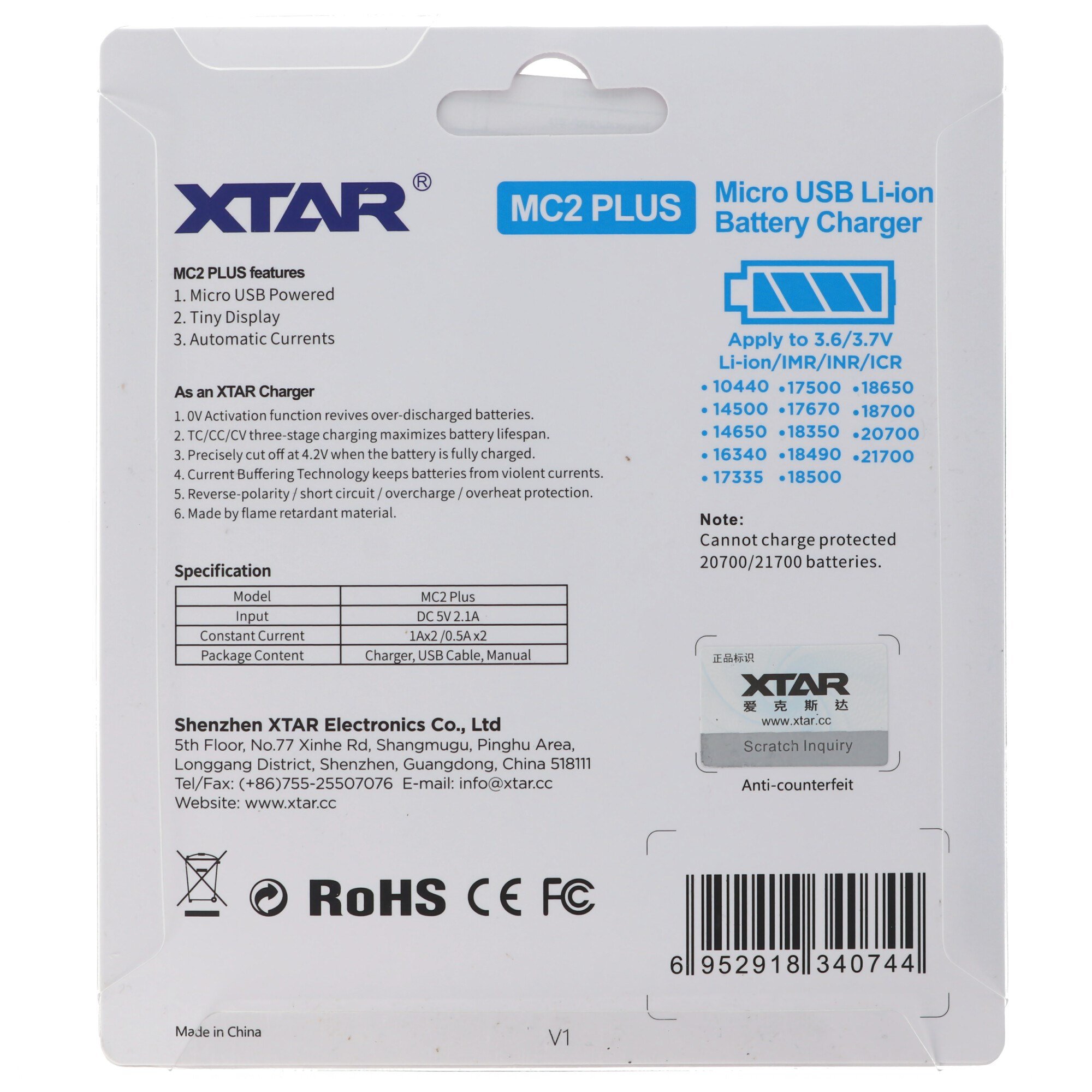 10440.14500.14650, 16340, 17335, 17500, 17670.18350.18490, 18500, 18650, 18700, 20700, 21700 için uygun maksimum 1A şarj akımına sahip Xtar MC2 Plus 2 bağlantı noktalı şarj cihazı