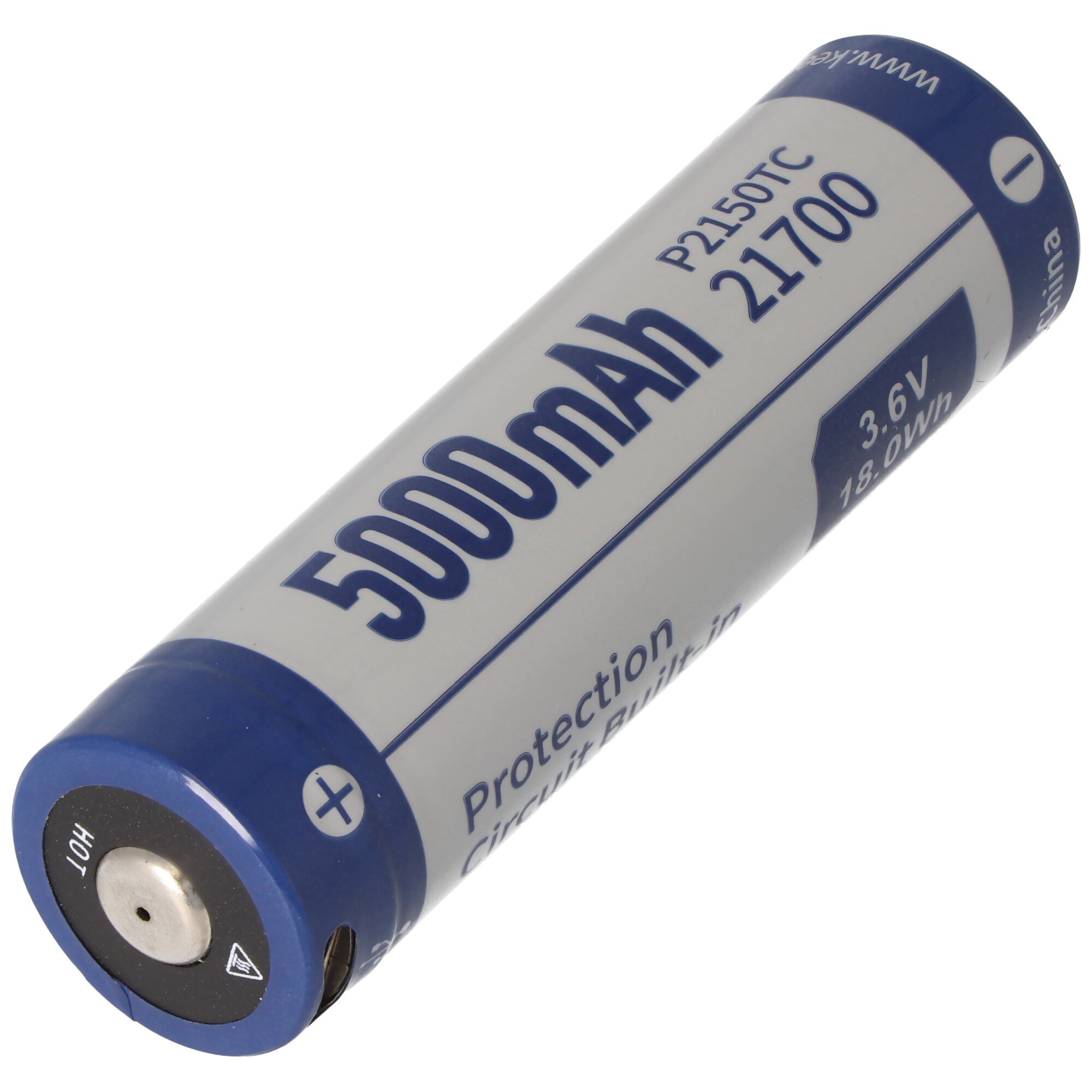 21700 Li-ion pil 5000mAh Li-ion 3.7V - 3.6V 76,2x21.4mm, PCB korumalı, USB-C şarj seçeneği dahil P2150TC