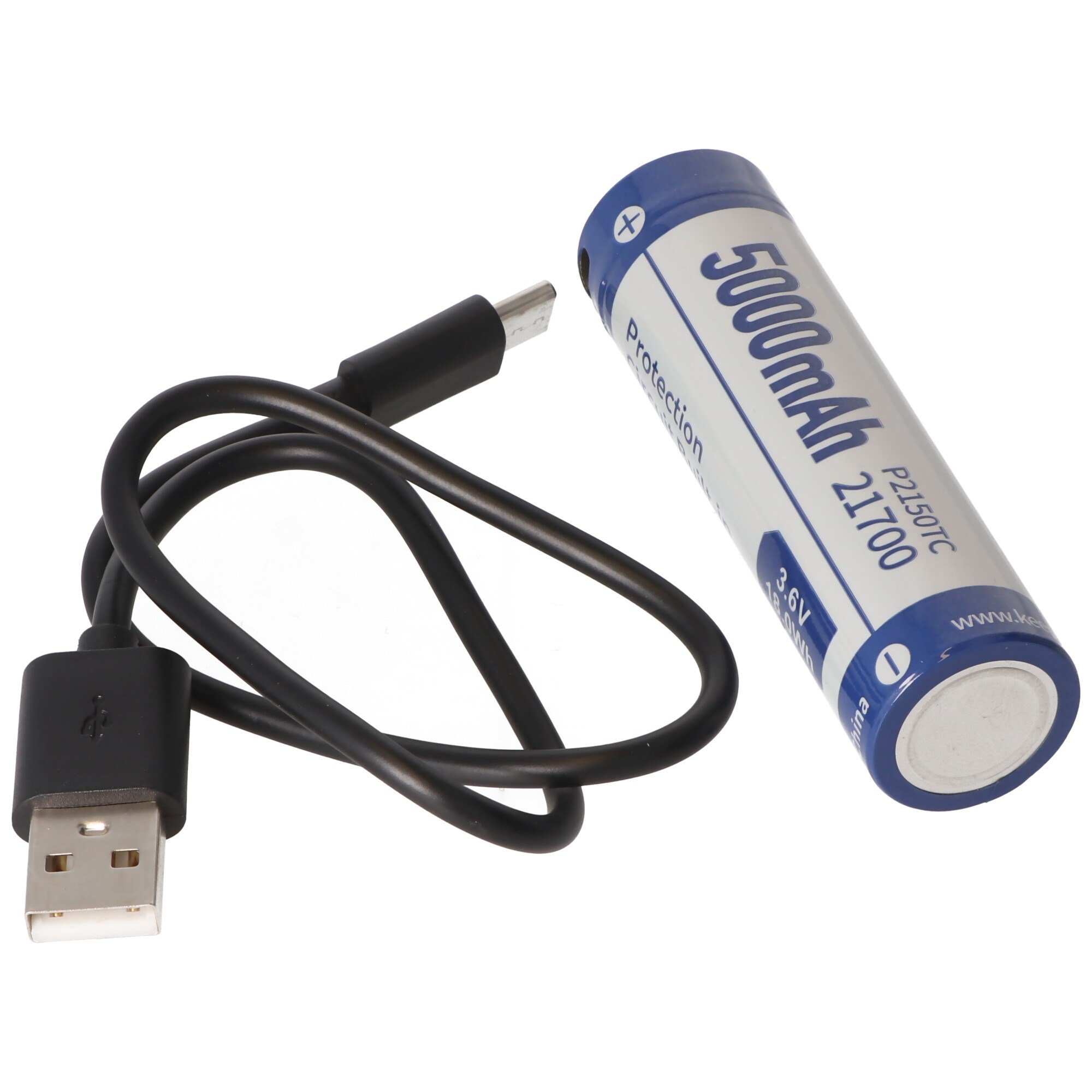21700 Li-ion pil 5000mAh Li-ion 3.7V - 3.6V 76,2x21.4mm, PCB korumalı, USB-C şarj seçeneği dahil P2150TC