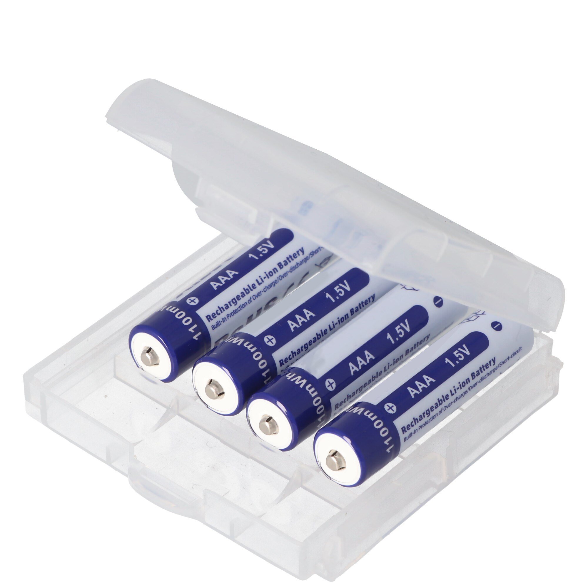 4x AAA 1.5V 1100mWh tipik olarak 700mAh lityum iyon pil, yalnızca özel bir şarj cihazıyla şarj edilebilir