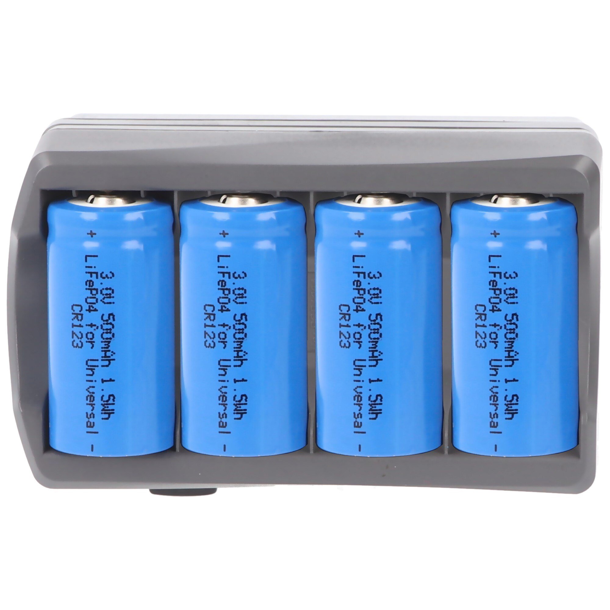 4x CR123A Li-ion piller dahil CR123 şarj cihazı, dört yönlü şarj cihazı CR123 (gözetim kamerası için uygun değildir)