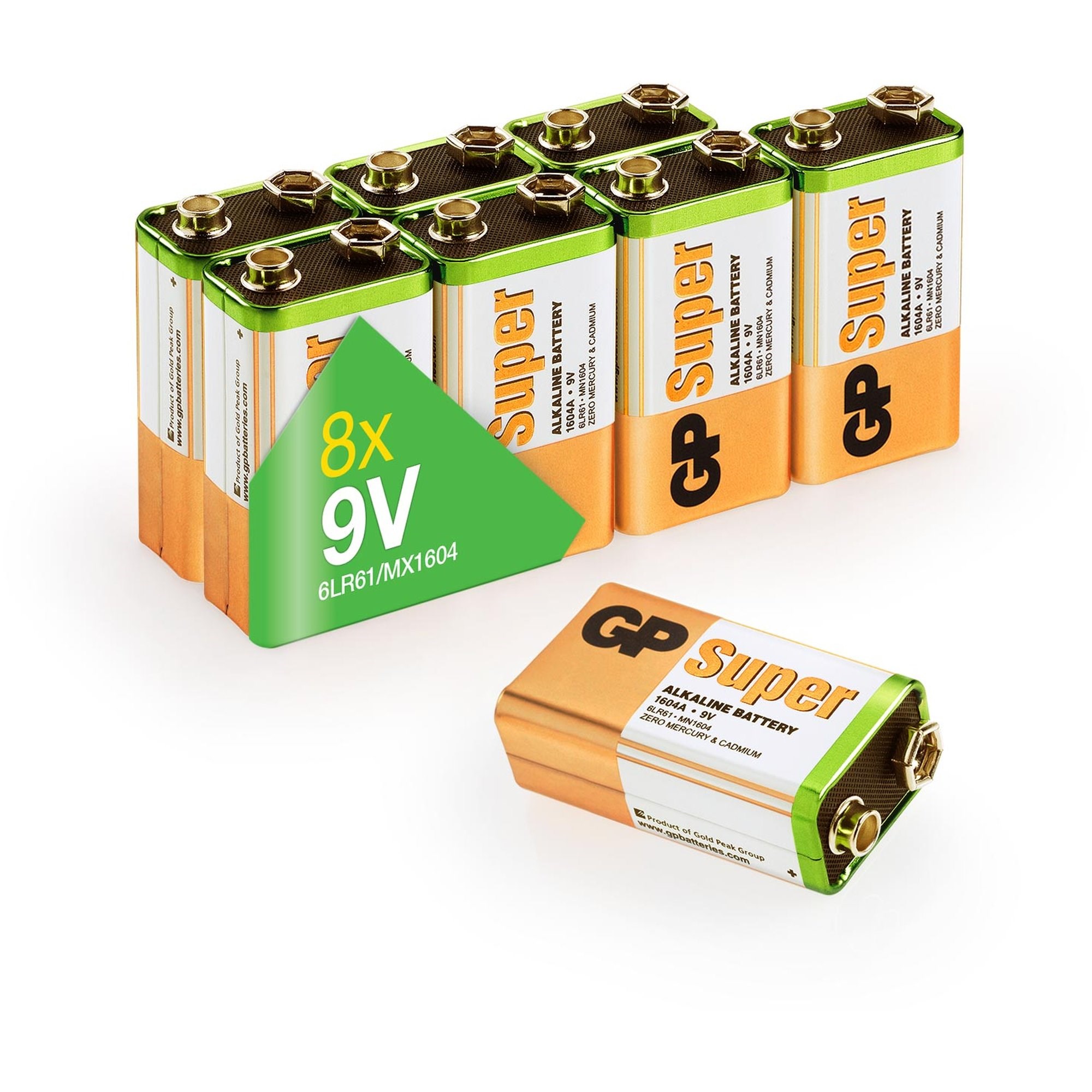 9V pil GP Alkalin Super 9V 8 adet