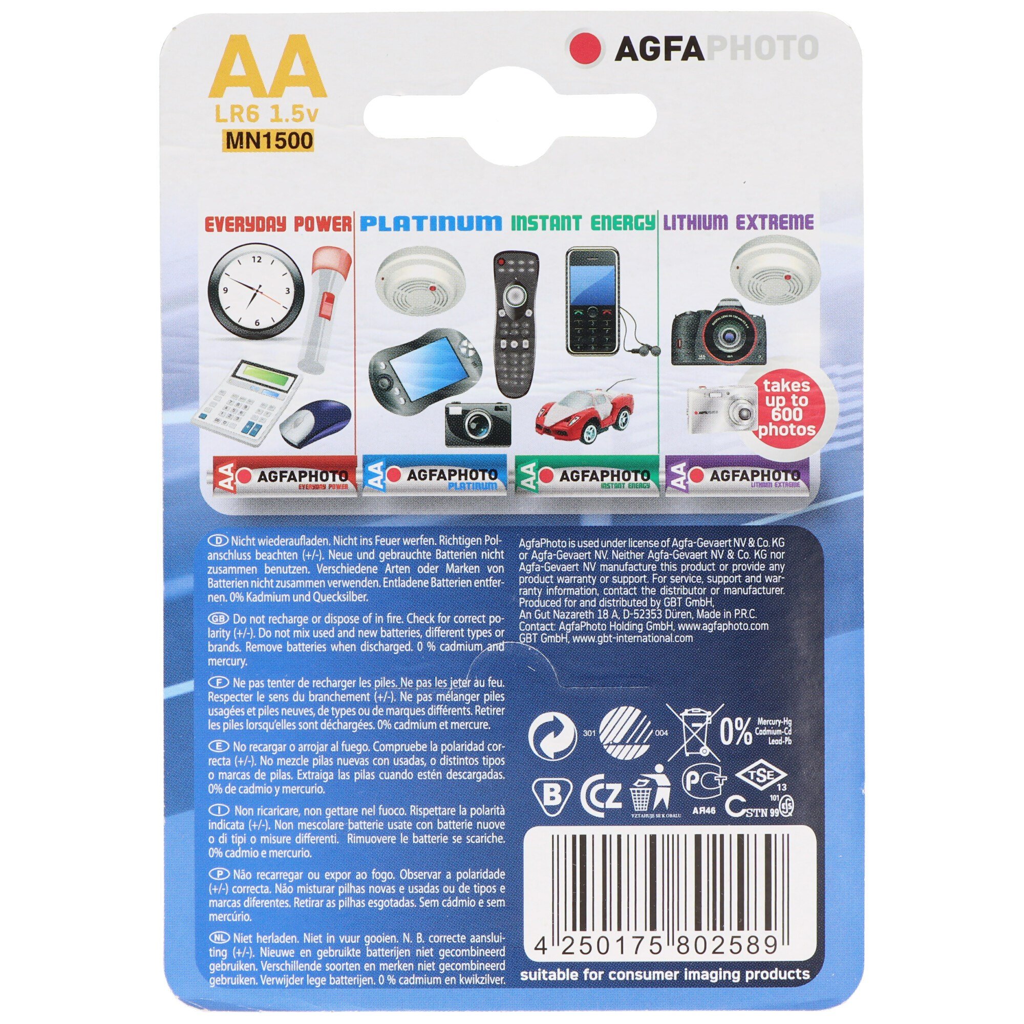 AgfaPhoto LR06 Mignon AA pil alkalin manganez 1.5 volt 4 adet platin