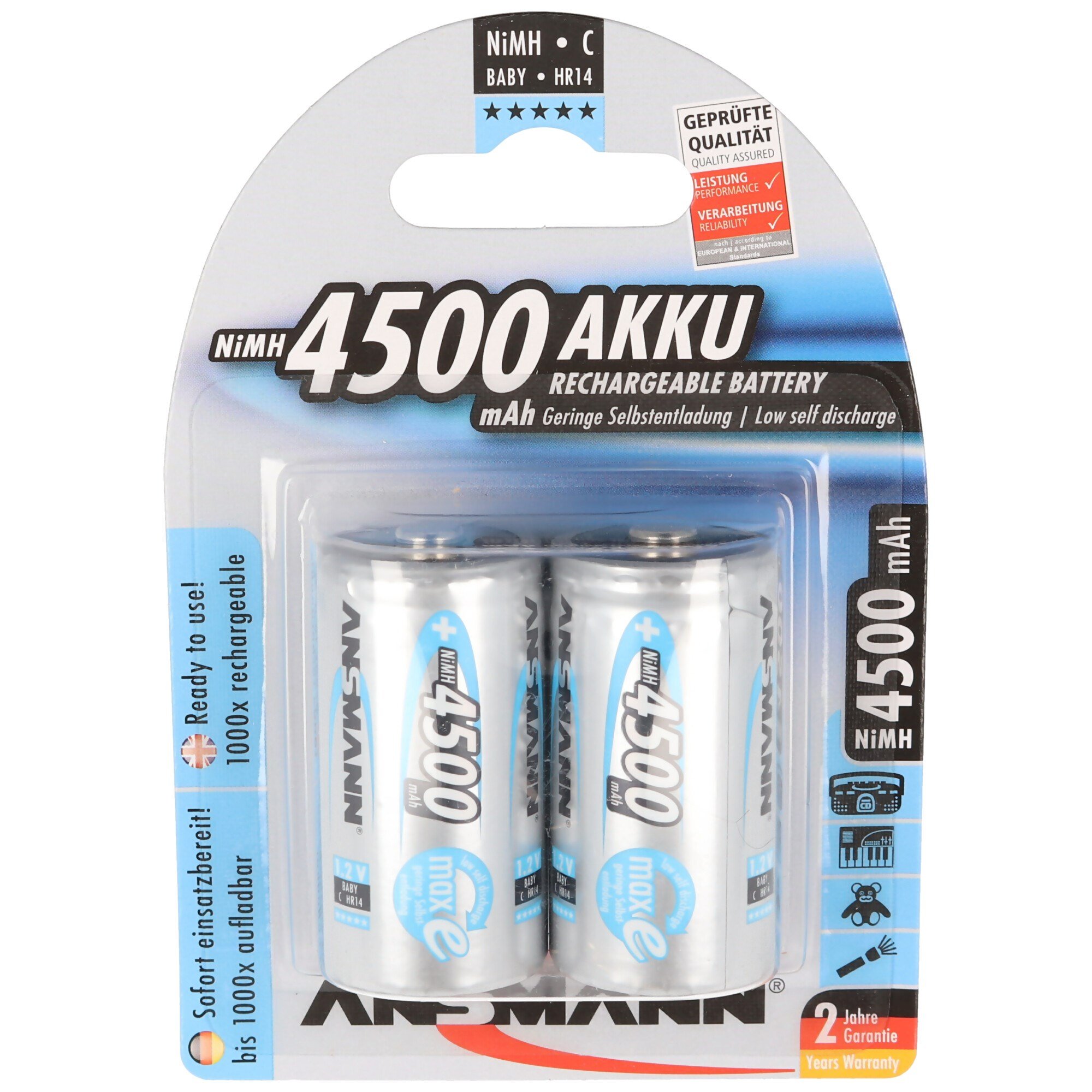 Ansmann maxE Baby C LR14 4500mAh NiMH pil, 2'li blisterde