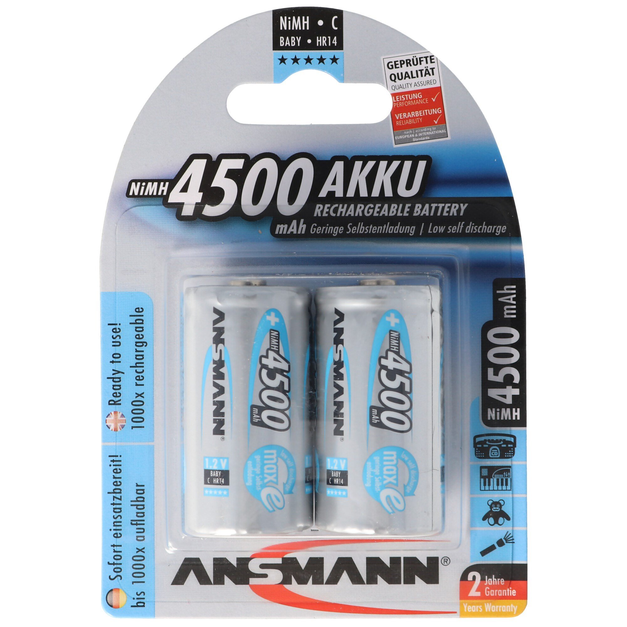 Ansmann maxE Baby C LR14 4500mAh NiMH pil, 2'li blisterde