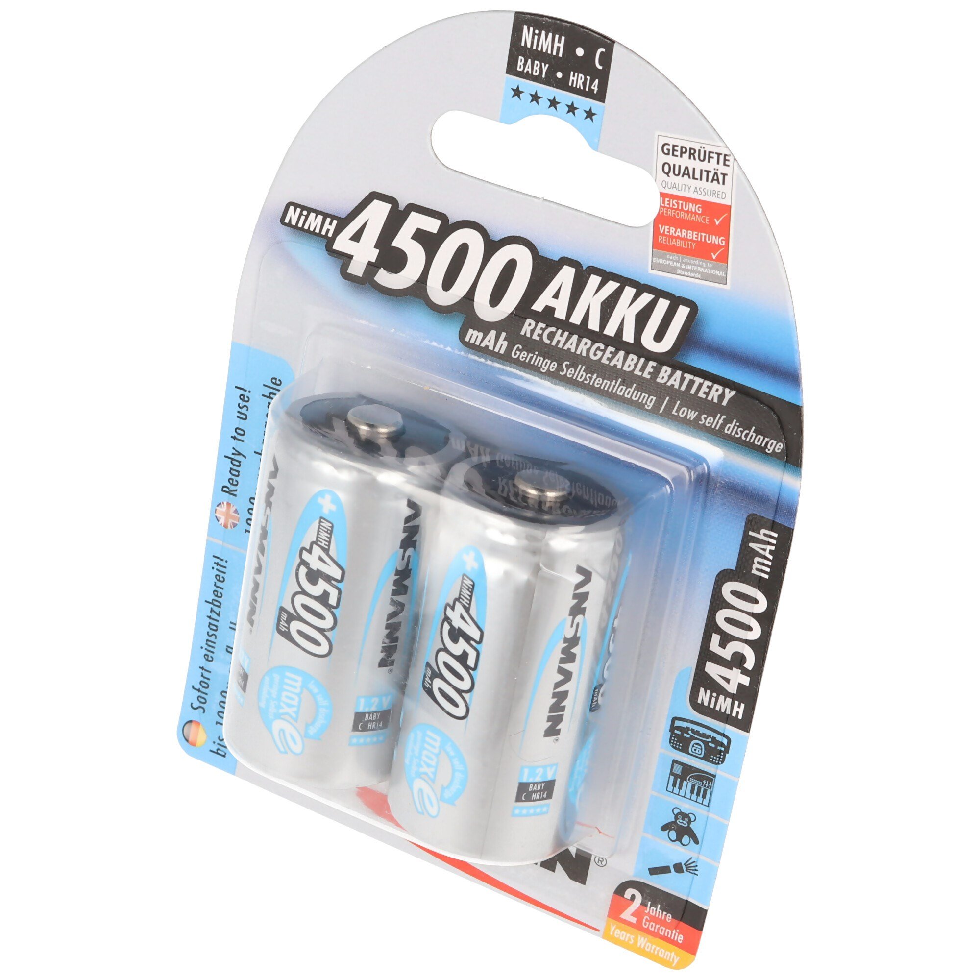 Ansmann maxE Baby C LR14 4500mAh NiMH pil, 2'li blisterde