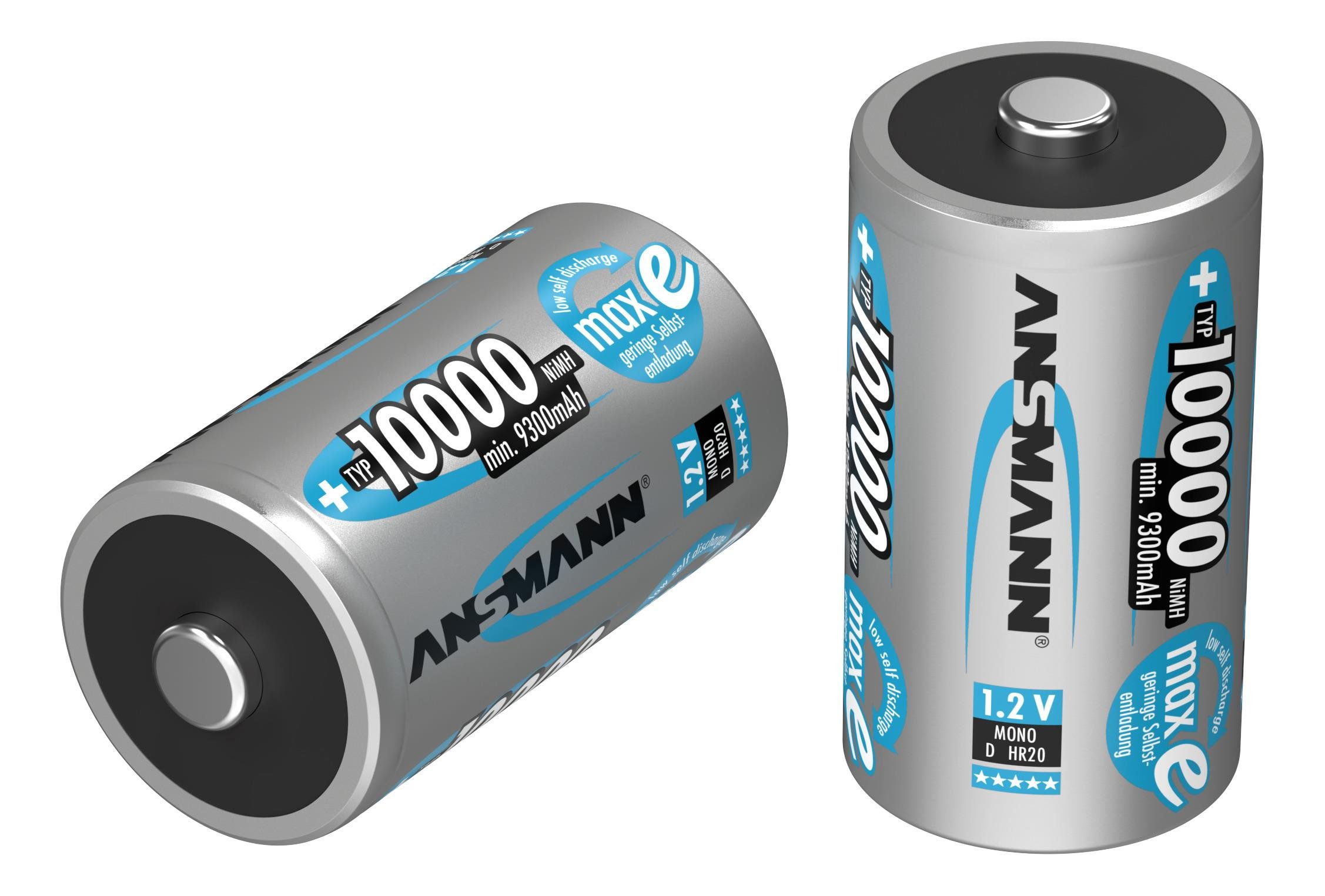 Ansmann NiMH pil Mono 10000mAh, 2'li blister ambalaj