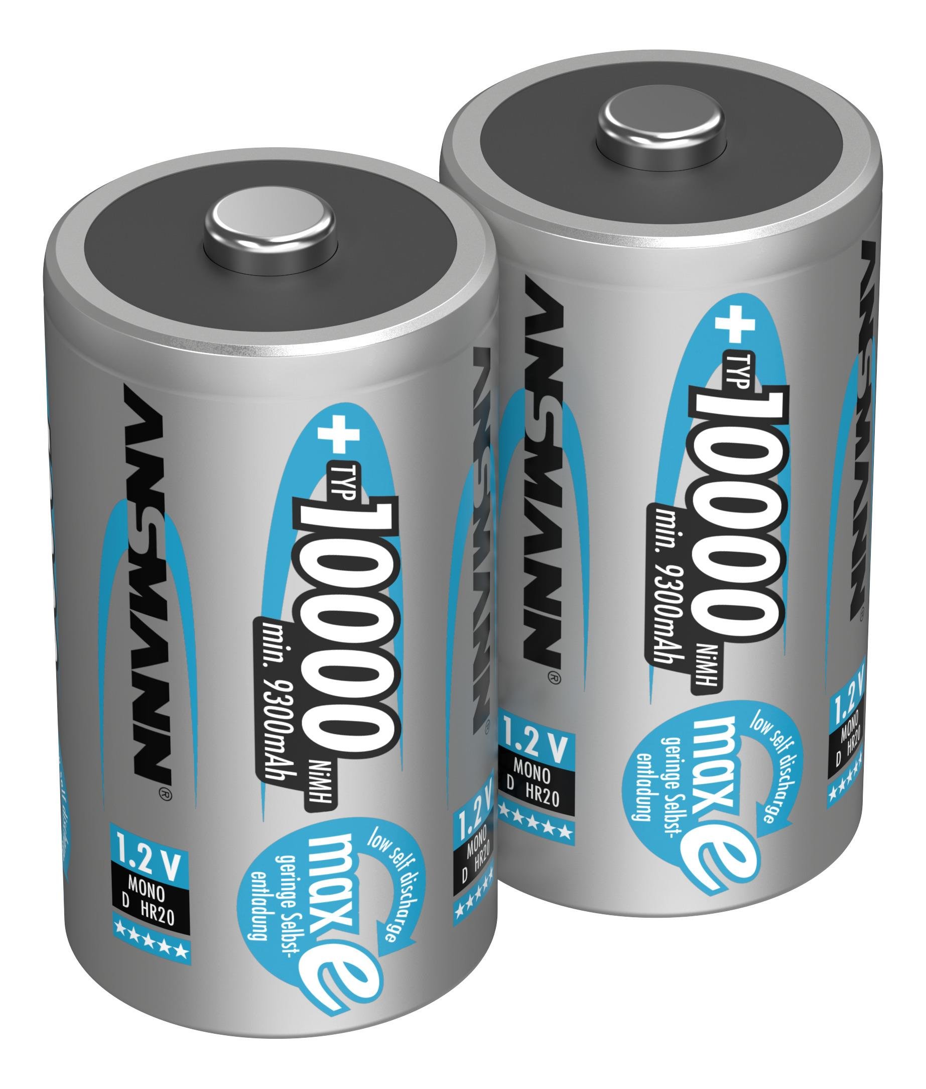 Ansmann NiMH pil Mono 10000mAh, 2'li blister ambalaj