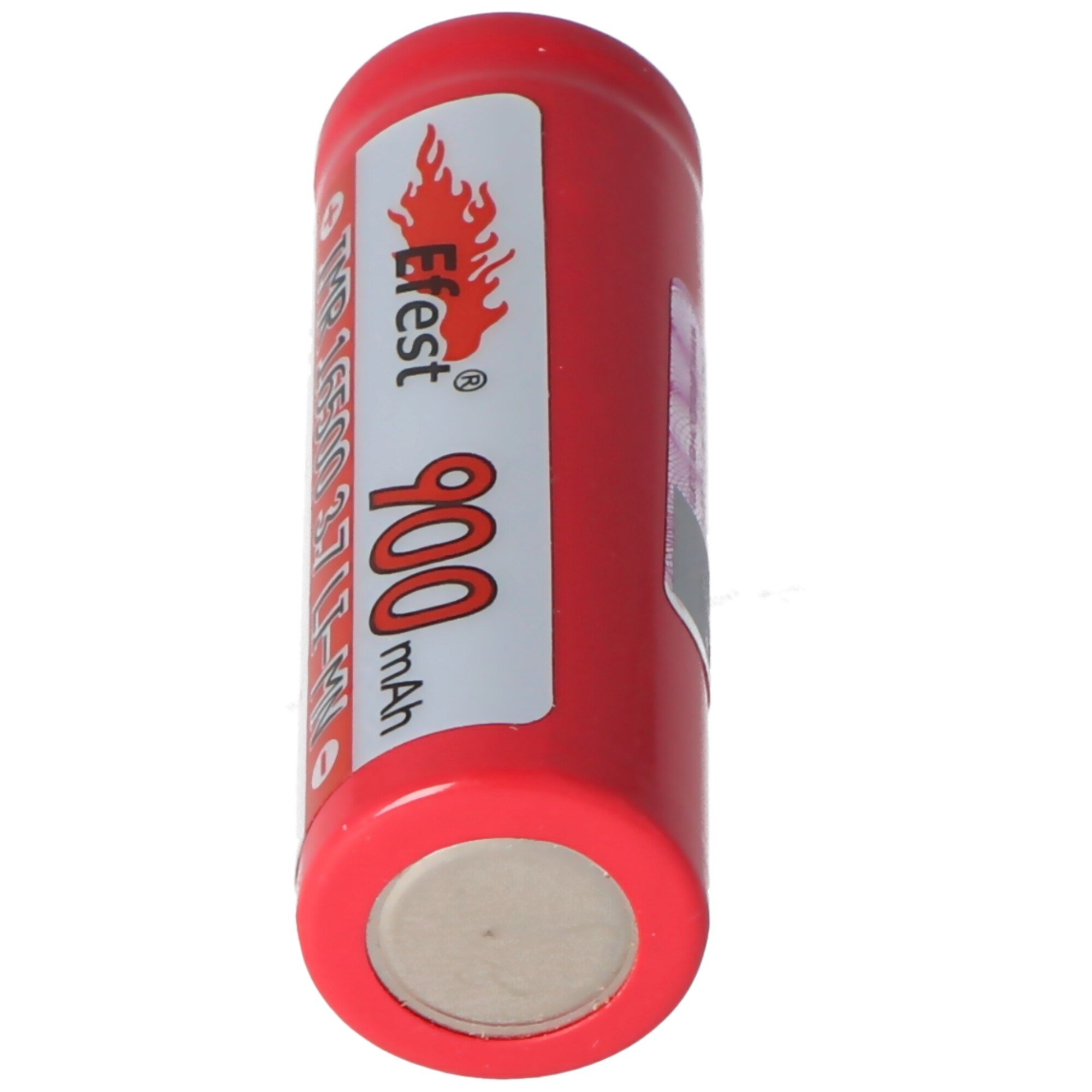 Efest IMR 16500 900mAh 3.6V - 3.7V Li-ion pil pozitif kutup düz, boyutlar 50.05x16.6mm not