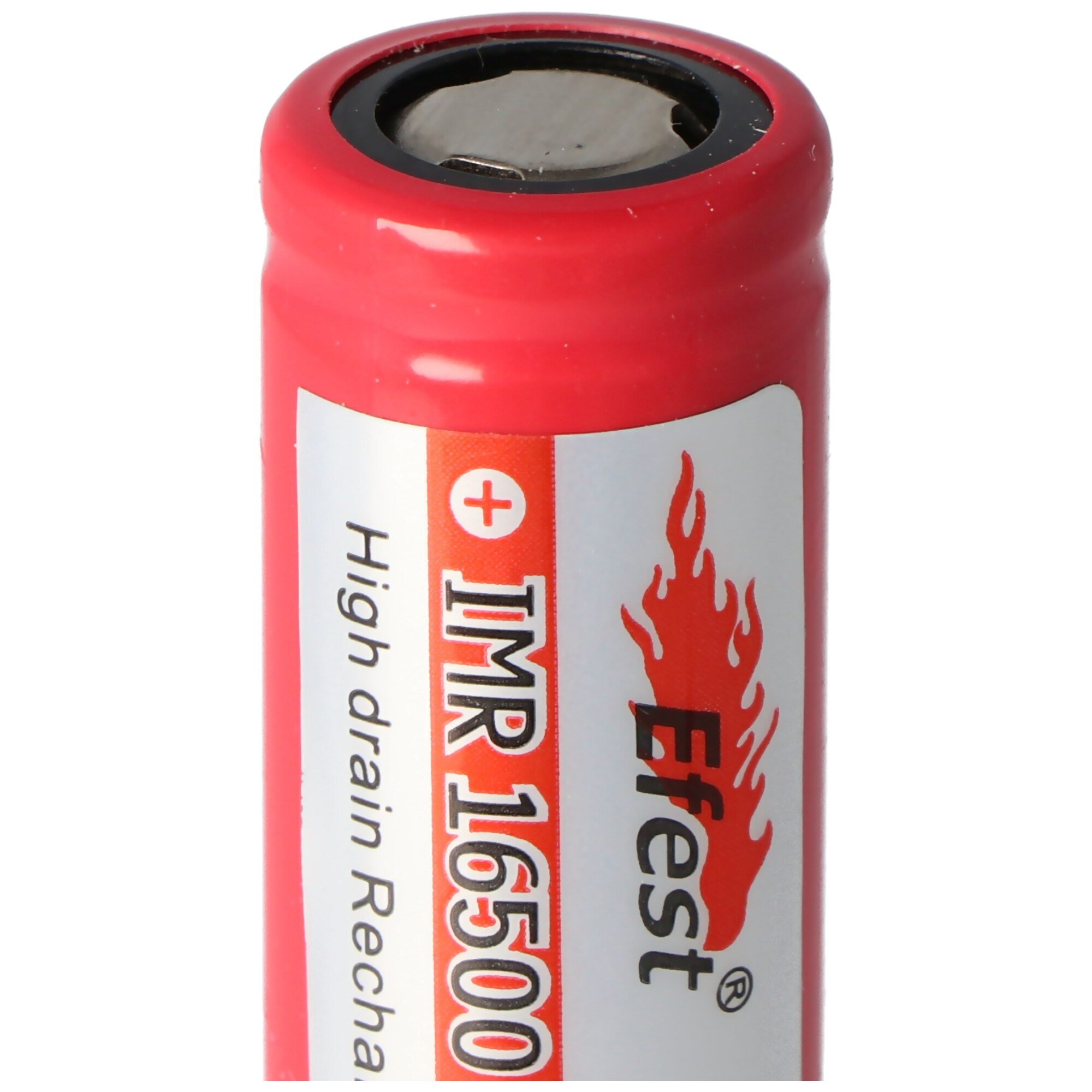 Efest IMR 16500 900mAh 3.6V - 3.7V Li-ion pil pozitif kutup düz, boyutlar 50.05x16.6mm not