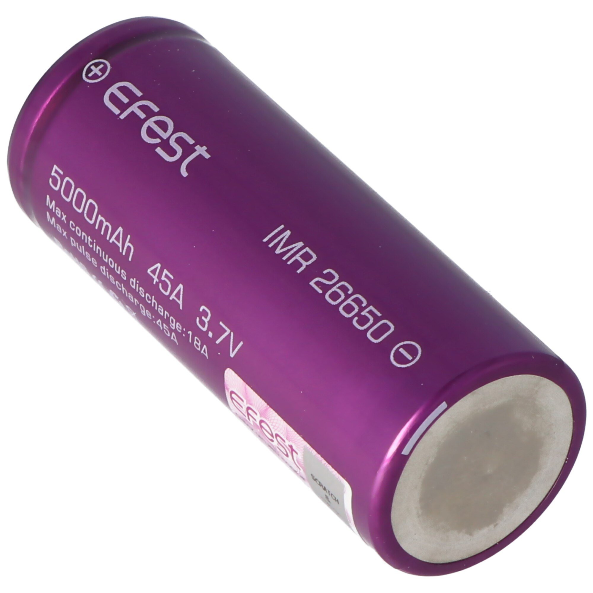 Efest Purple IMR26650 5000mAh, 3.6V - 3.7V Li-Ion pil korumasız 26.12x66.5mm