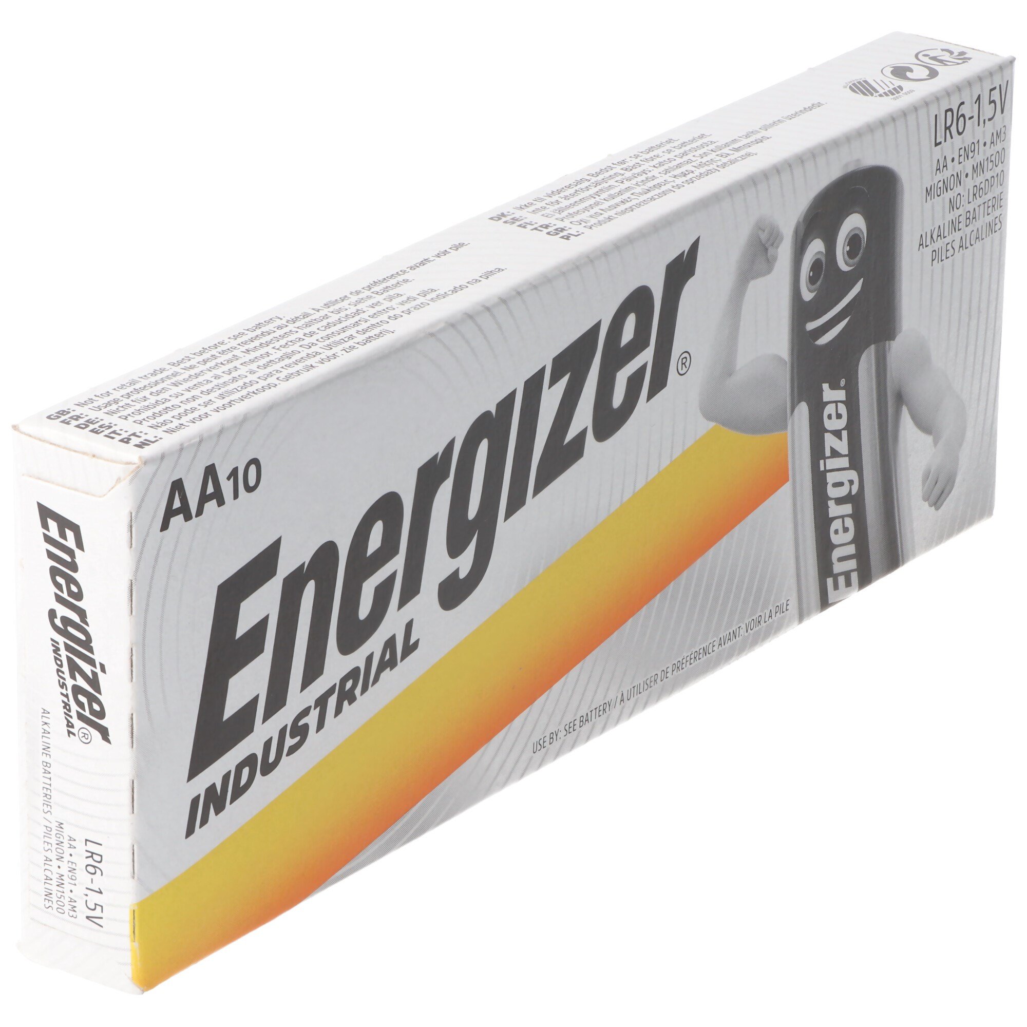 Energizer Industrial Mignon, AA, LR6, MN1500, alkalin pil 1.5V, 10'lu pratik bir pakette