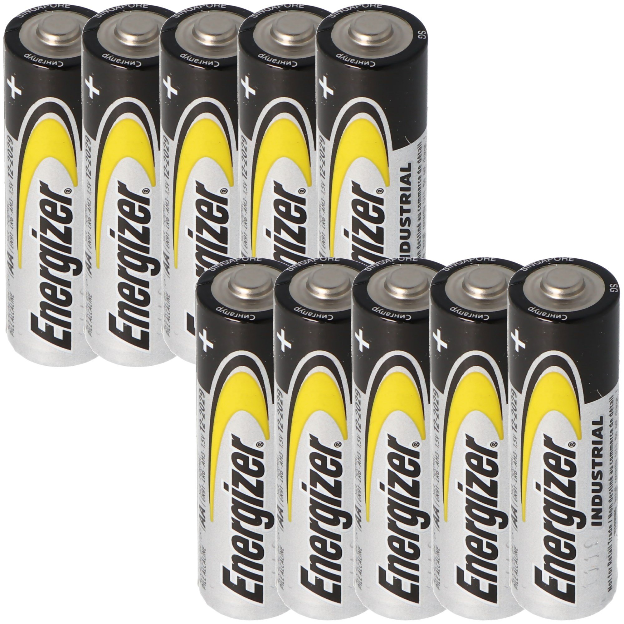 Energizer Industrial Mignon, AA, LR6, MN1500, alkalin pil 1.5V, 10'lu pratik bir pakette
