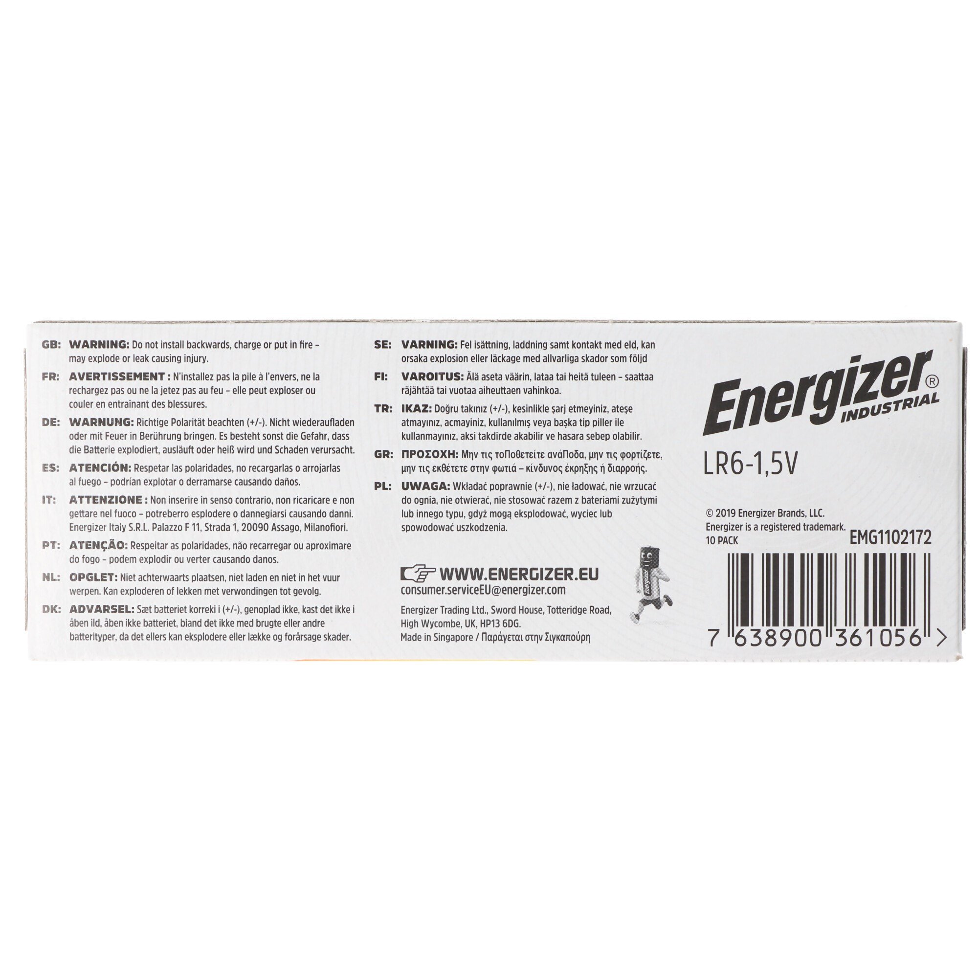 Energizer Industrial Mignon, AA, LR6, MN1500, alkalin pil 1.5V, 10'lu pratik bir pakette