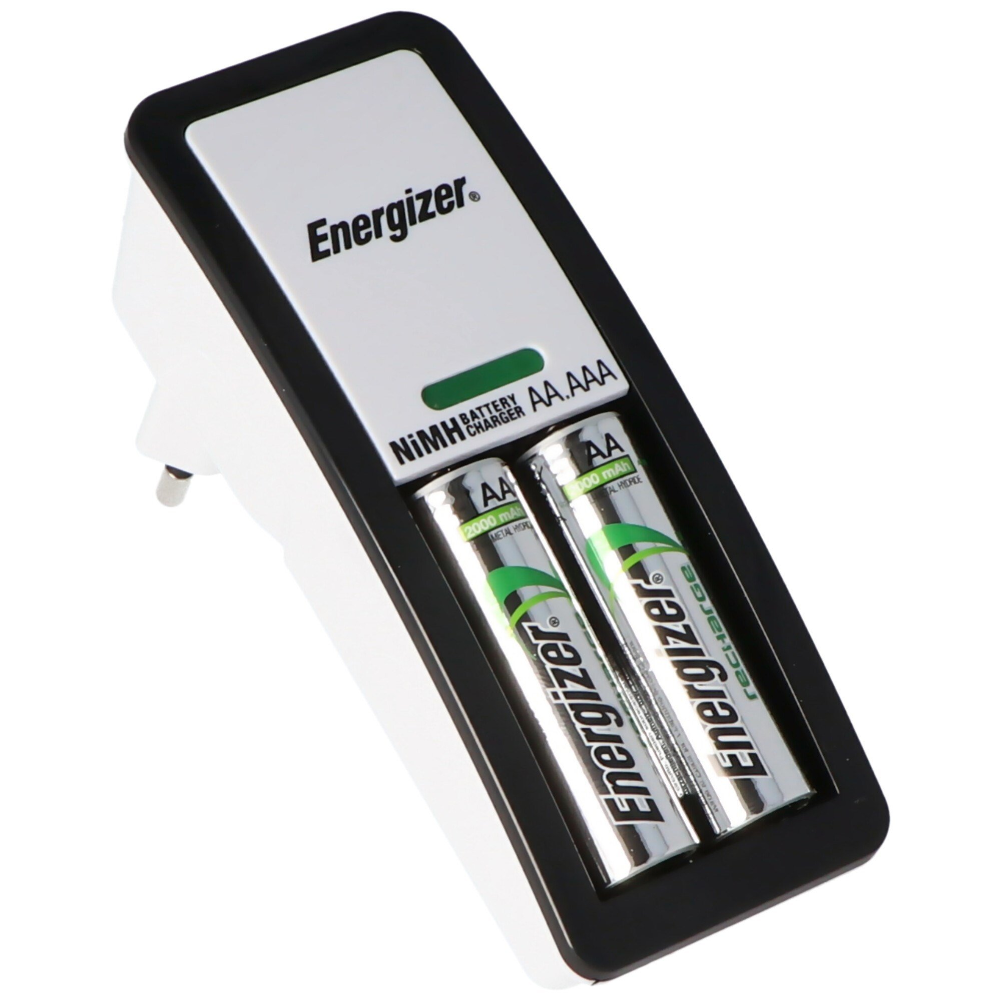 Energizer Mini Şarj Cihazı, 2 AA NiMH şarj edilebilir pil, 2000mAh fişli şarj cihazı dahil