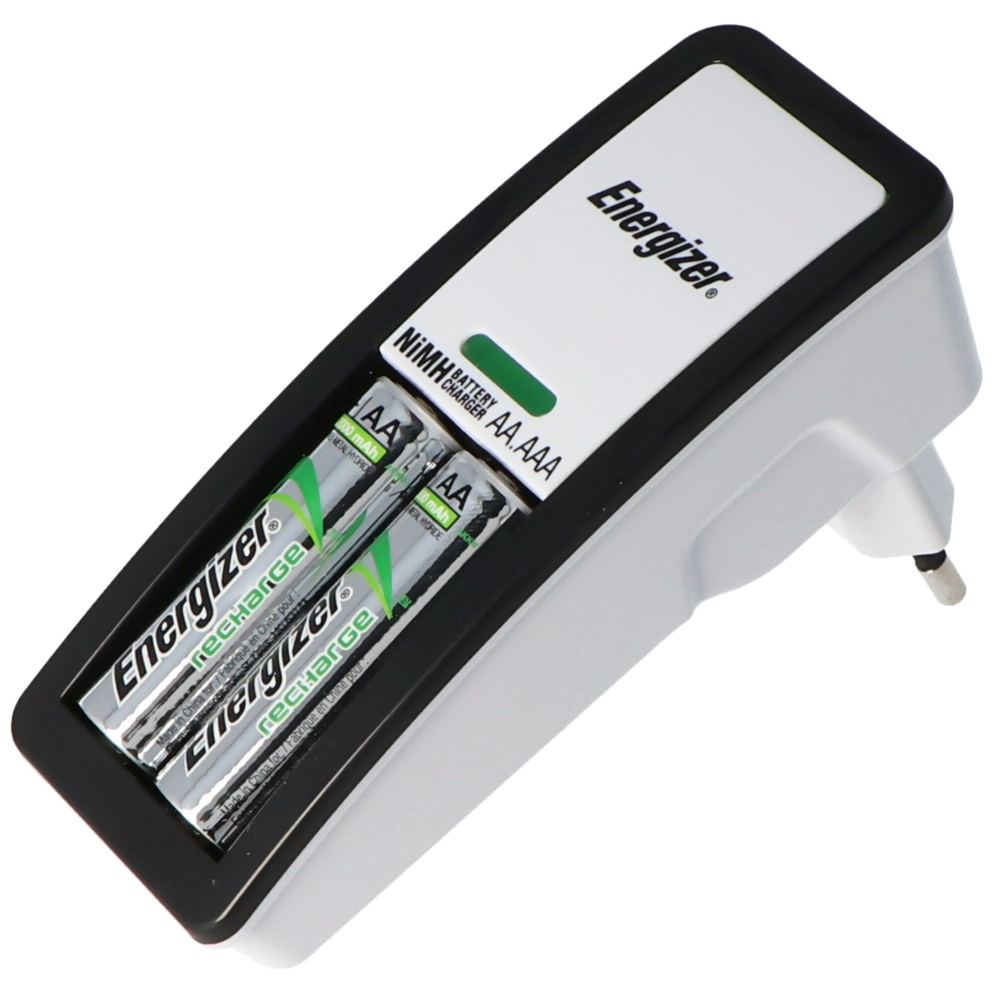 Energizer Mini Şarj Cihazı, 2 AA NiMH şarj edilebilir pil, 2000mAh fişli şarj cihazı dahil