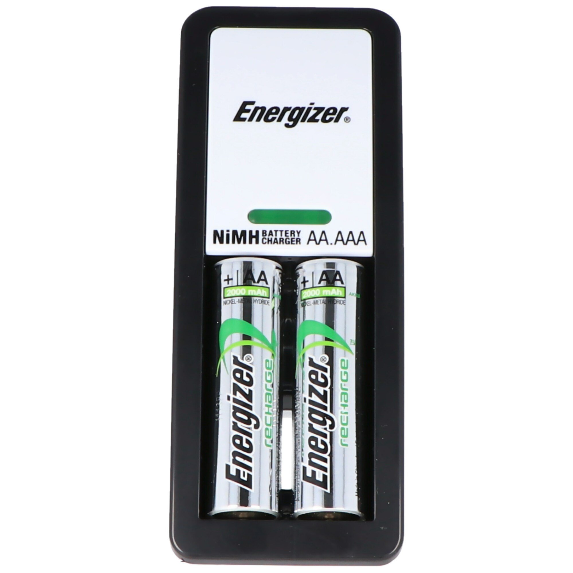 Energizer Mini Şarj Cihazı, 2 AA NiMH şarj edilebilir pil, 2000mAh fişli şarj cihazı dahil