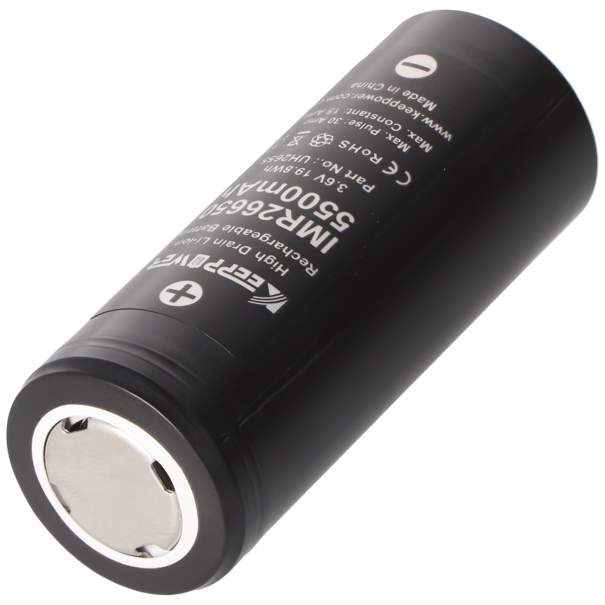 IMR 26650 Li-Ion pil 6000mAh 3,6V - 3,7V 15A (sabit) Boyutlar 66,5 x 26,3 mm