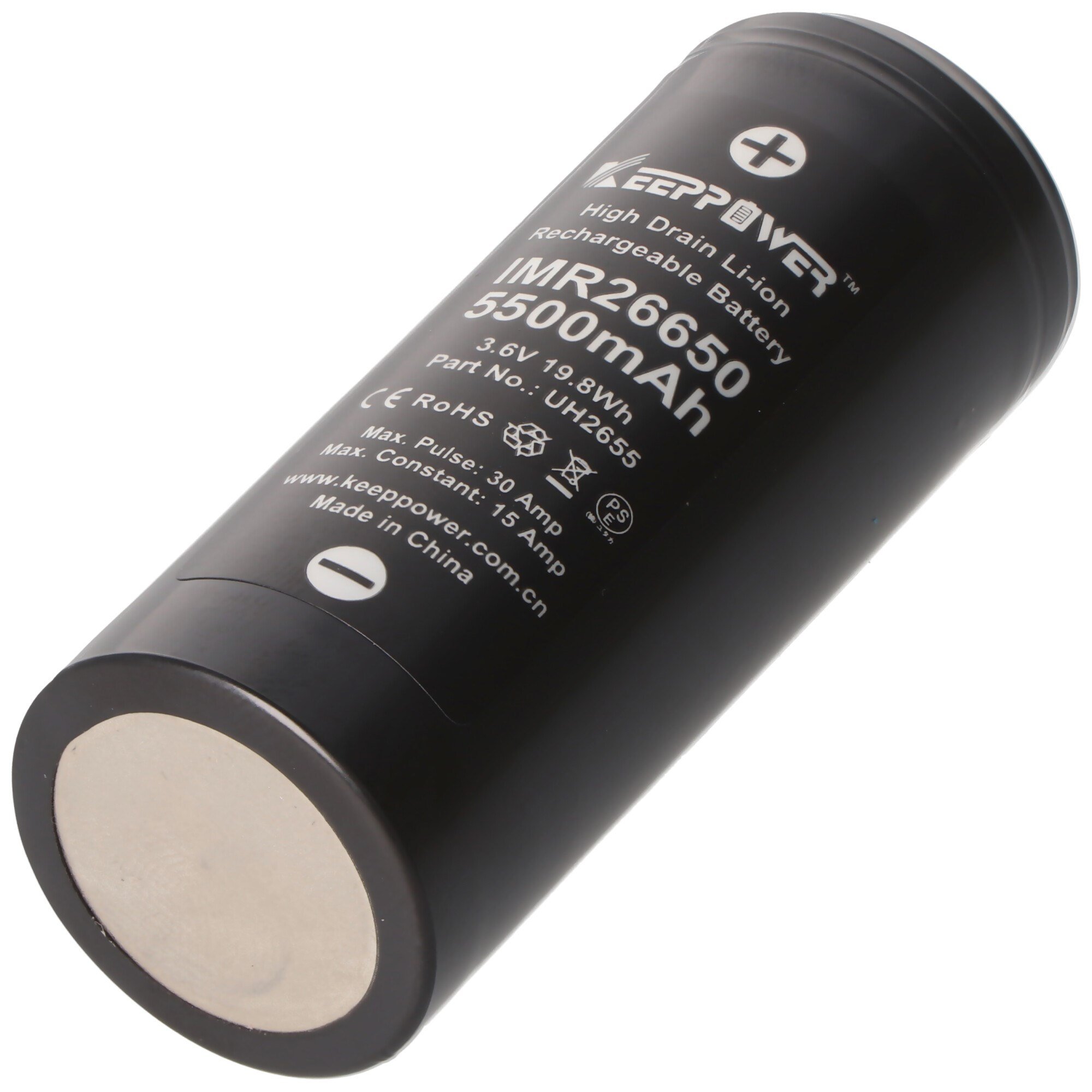 IMR 26650 Li-Ion pil 6000mAh 3,6V - 3,7V 15A (sabit) Boyutlar 66,5 x 26,3 mm