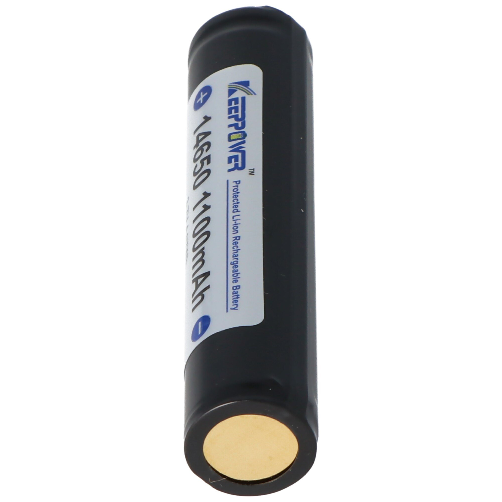 Keeppower 14650 1100mAh, 3.6V - 3.7V Li-ion pil PCB korumalı, boyutlar 67.45x14.15