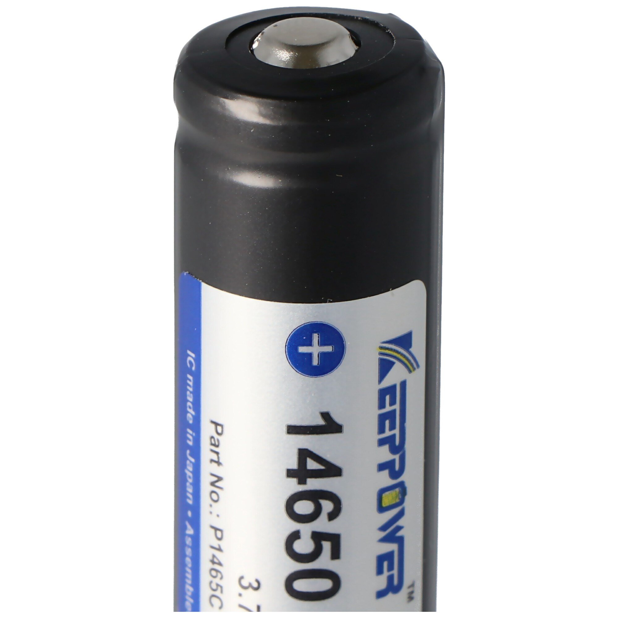 Keeppower 14650 1100mAh, 3.6V - 3.7V Li-ion pil PCB korumalı, boyutlar 67.45x14.15