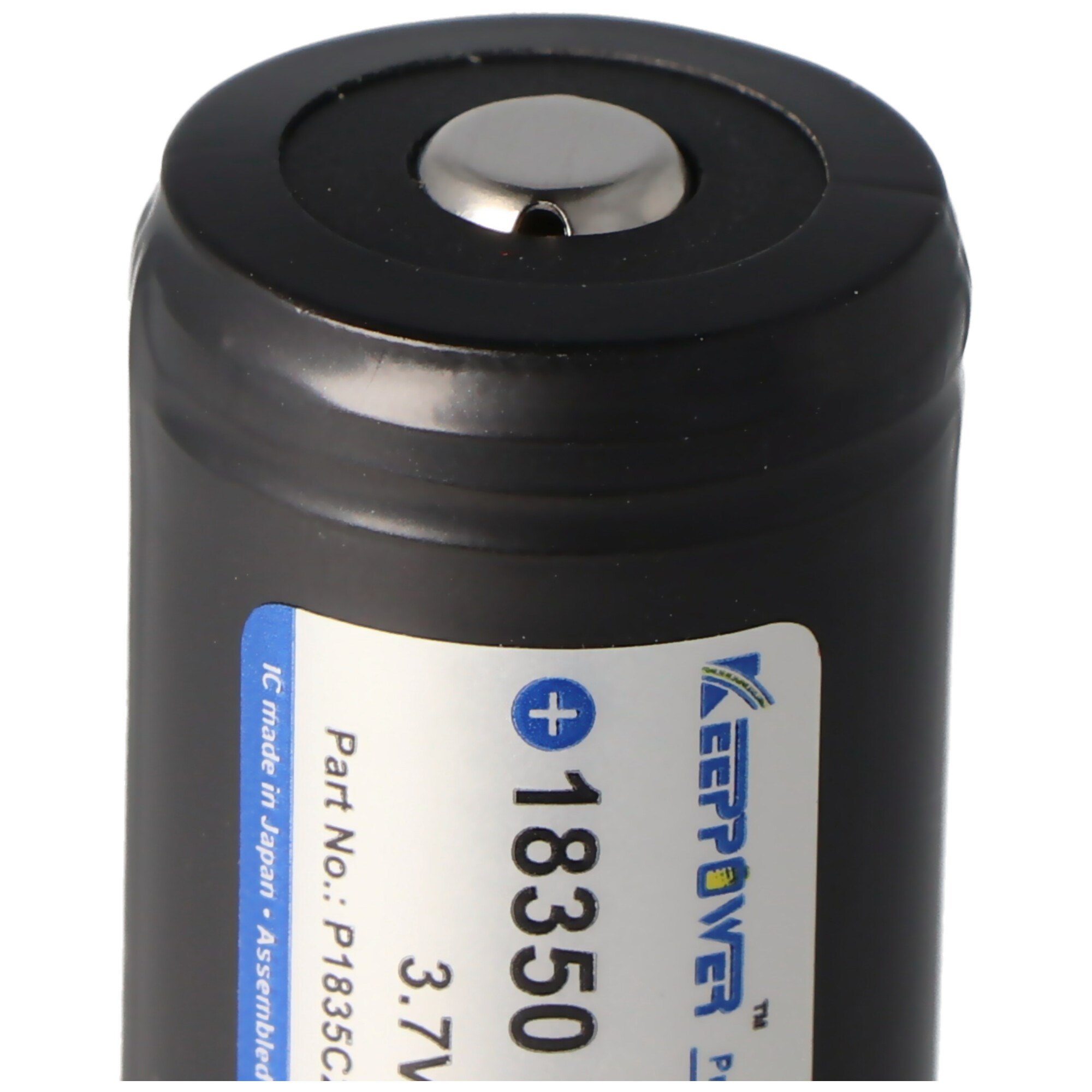 Keeppower 18350 - 1200mAh, 3.6V - 3.7V Li-ion pil korumalı, boyutlar not yaklaşık 39x18,6 mm