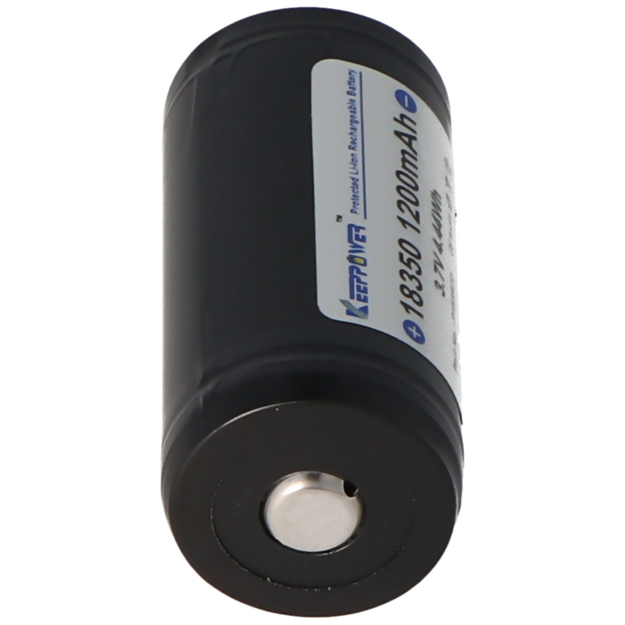 Keeppower 18350 - 1200mAh, 3.6V - 3.7V Li-ion pil korumalı, boyutlar not yaklaşık 39x18,6 mm
