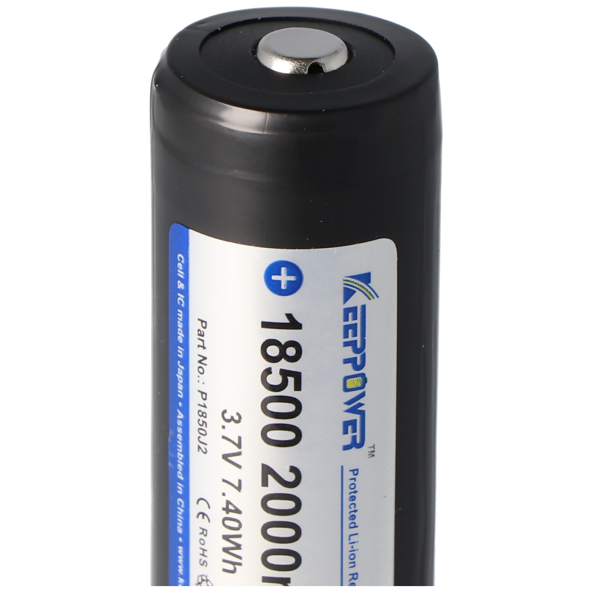 Keeppower 18500 - 2000mAh, 3.6V - 3.7V Li-ion pil korumalı