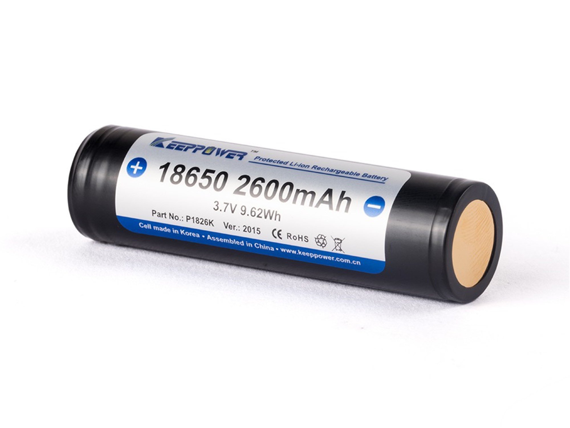 Keeppower 18650 - 2600mAh, 3,7V Li-Ion pil korumalı 69,2x18.5mm