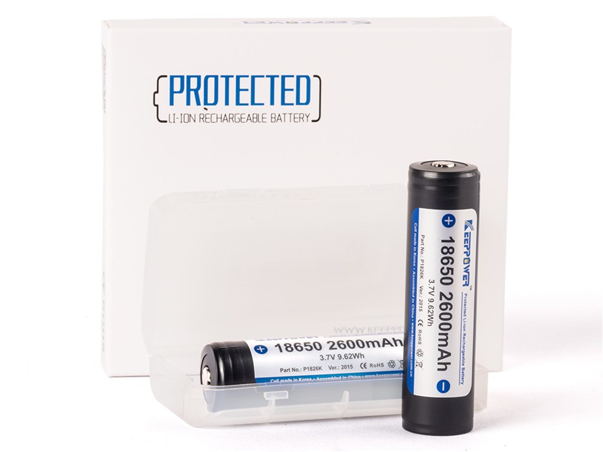 Keeppower 18650 - 2600mAh, 3,7V Li-Ion pil korumalı 69,2x18.5mm