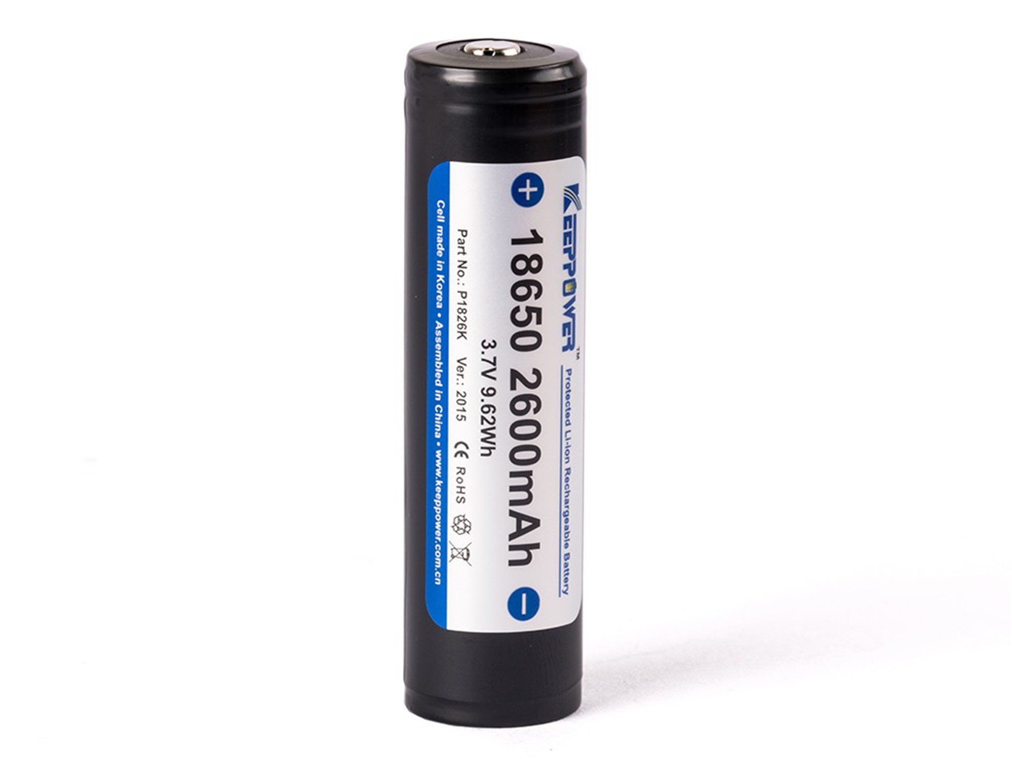 Keeppower 18650 - 2600mAh, 3,7V Li-Ion pil korumalı 69,2x18.5mm