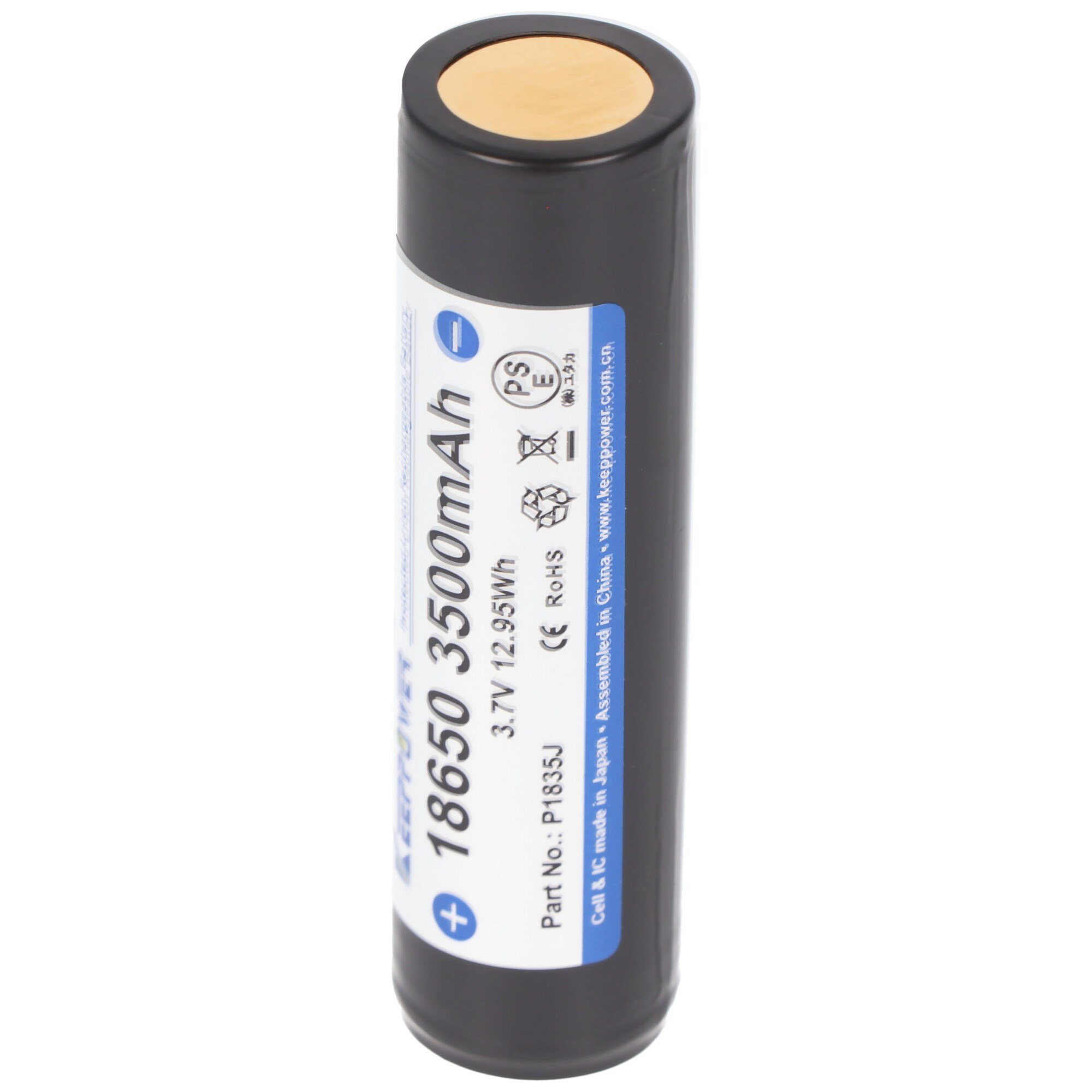 Keeppower 18650 - 3500mAh 3.6V - 3.7V Li-ion pil korumalı (pozitif kutup artırıldı) NCR18650GA