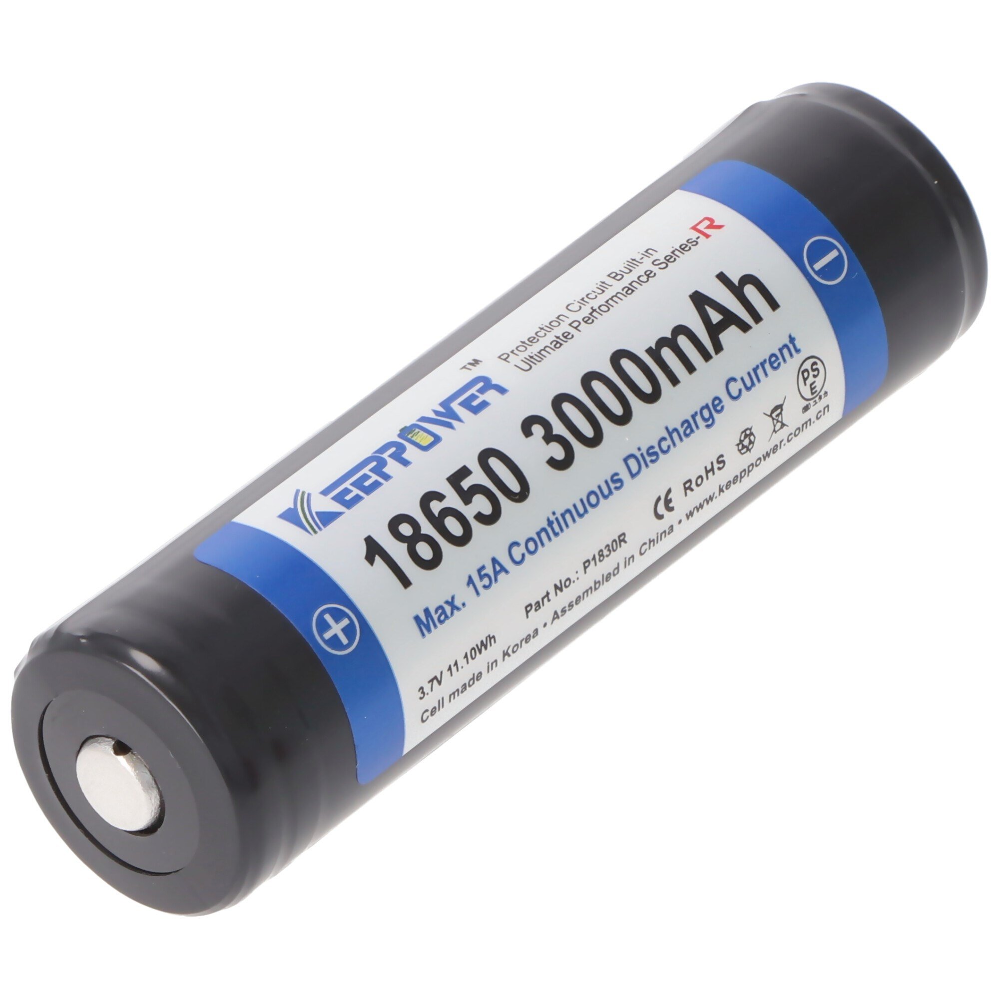 Keeppower 18650 3000mAh 3.6V - 3.7V Li-ion pil PCB korumalı