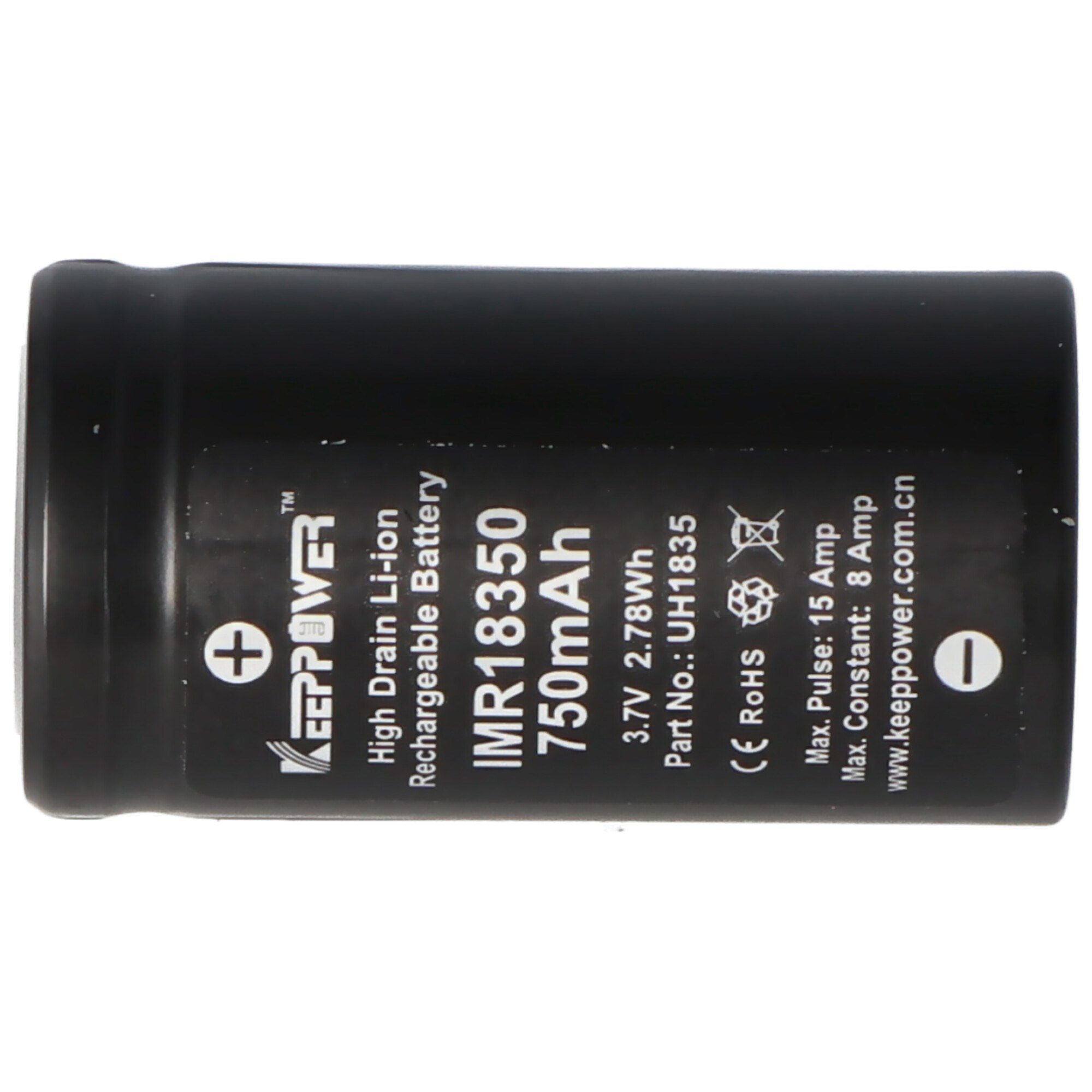 Keeppower IMR18350 - 750mAh, 3.7V (8A) Li-ion pil