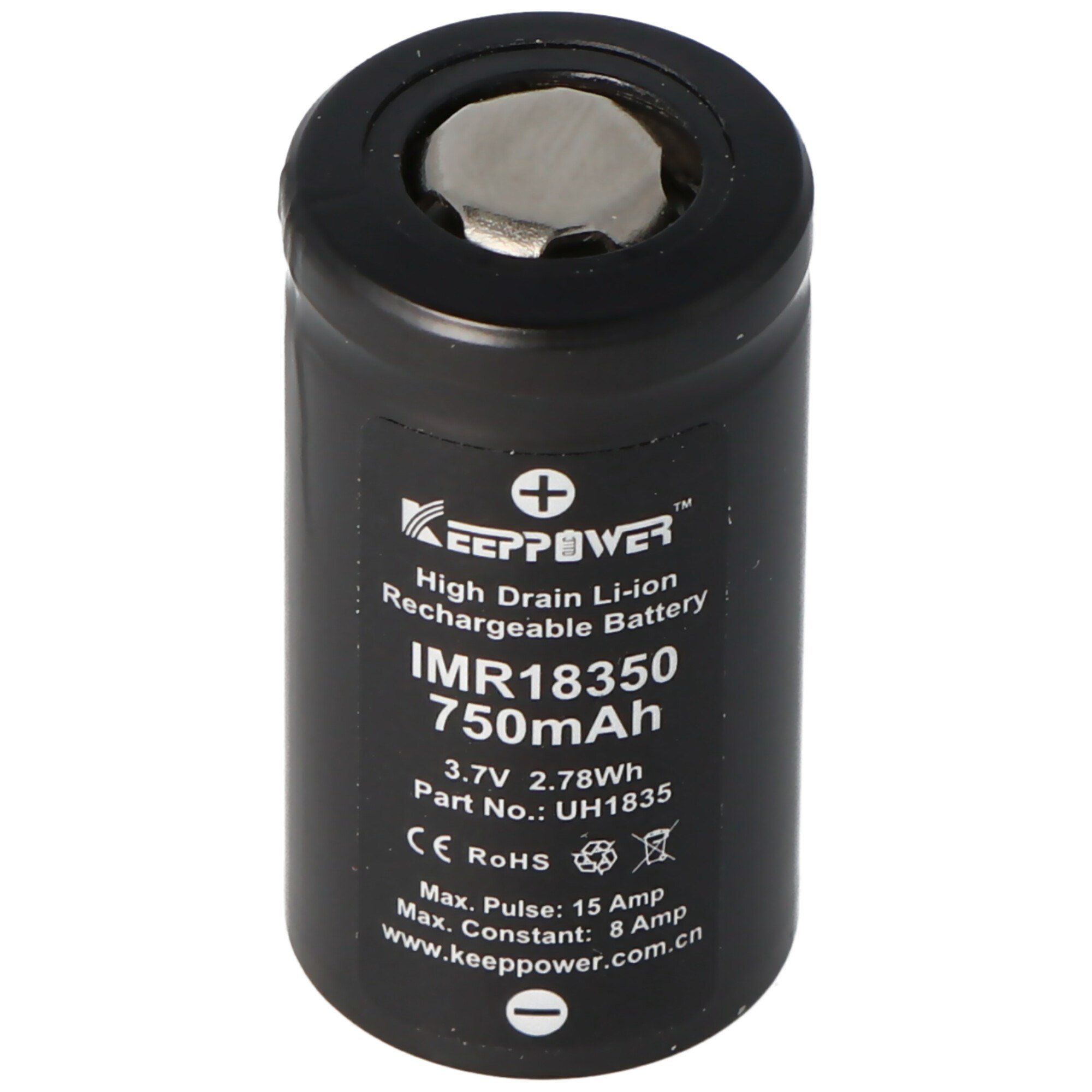 Keeppower IMR18350 - 750mAh, 3.7V (8A) Li-ion pil