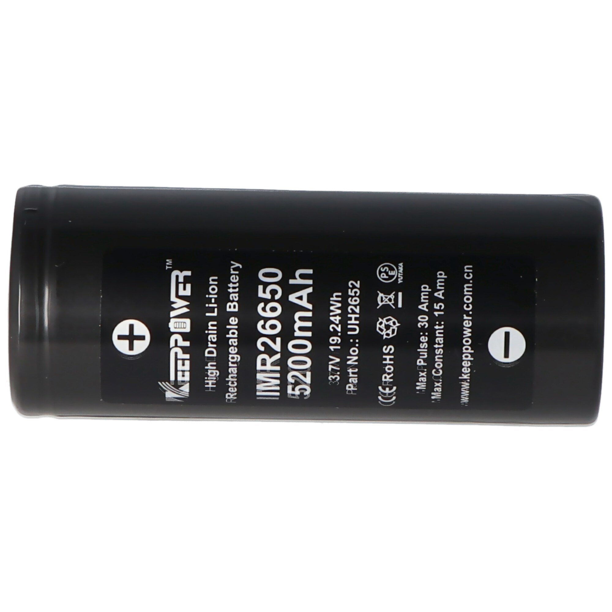 Keeppower IMR26650 - 5200mAh, 15A, 3.6V - 3.7V Li-ion pil