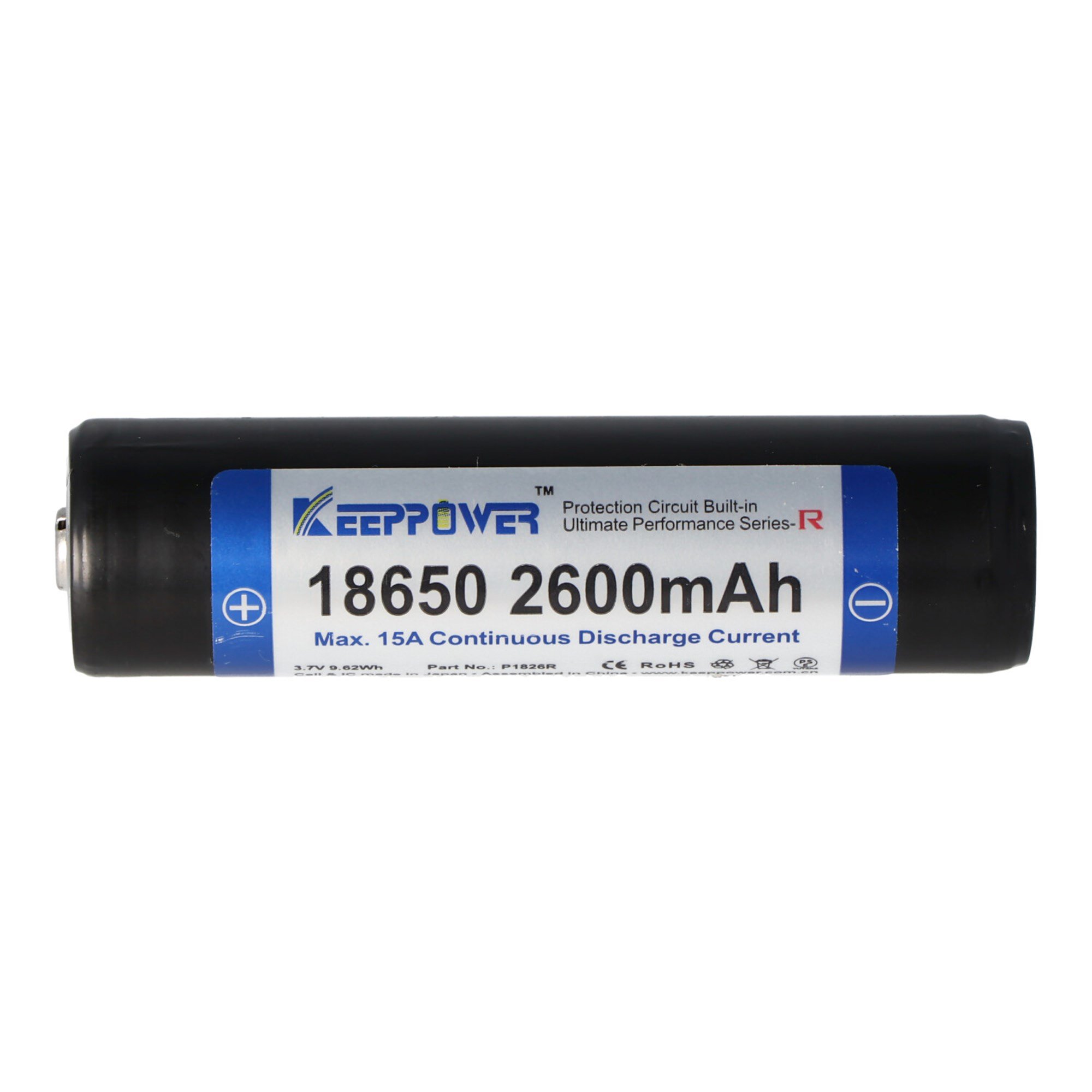 Keeppower R 18650 2600mAh 3.6V - 3.7V Li-ion pil korumalı (pozitif kutup artırıldı)