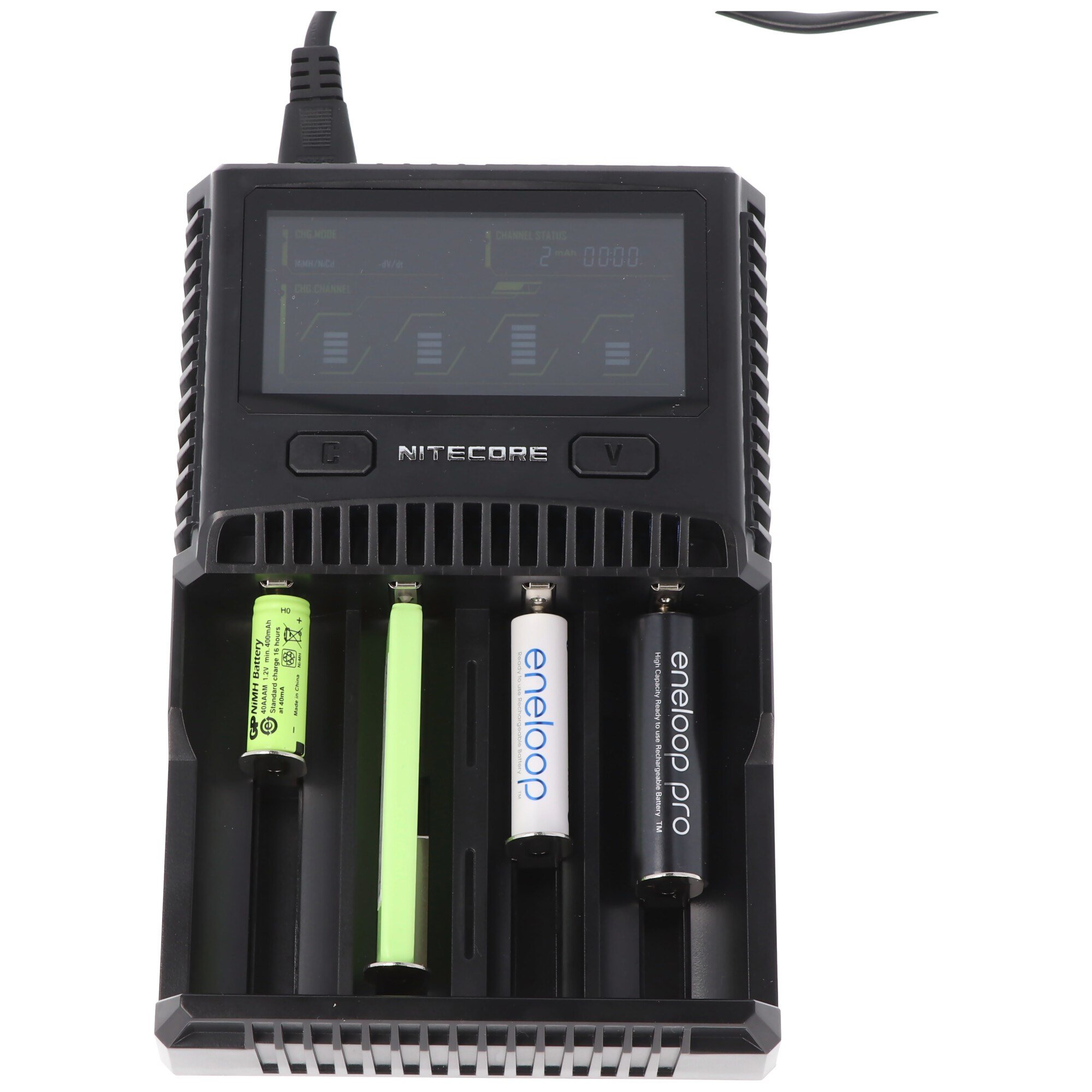 Nitecore SC4 hızlı şarj cihazı neredeyse tüm Li-ion, NiMH ve LiFEPO4 piller için uygundur